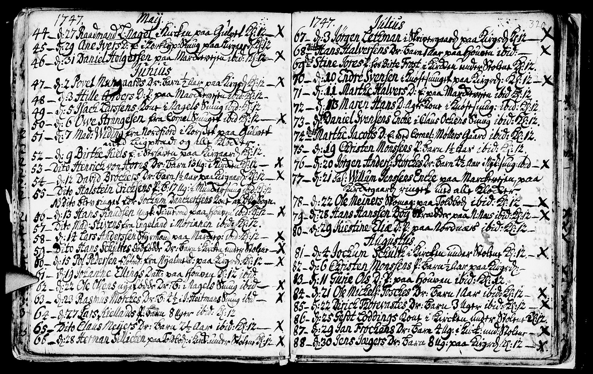 Nykirken Sokneprestembete, SAB/A-77101/H/Haa/L0009: Parish register (official) no. A 9, 1689-1759, p. 320