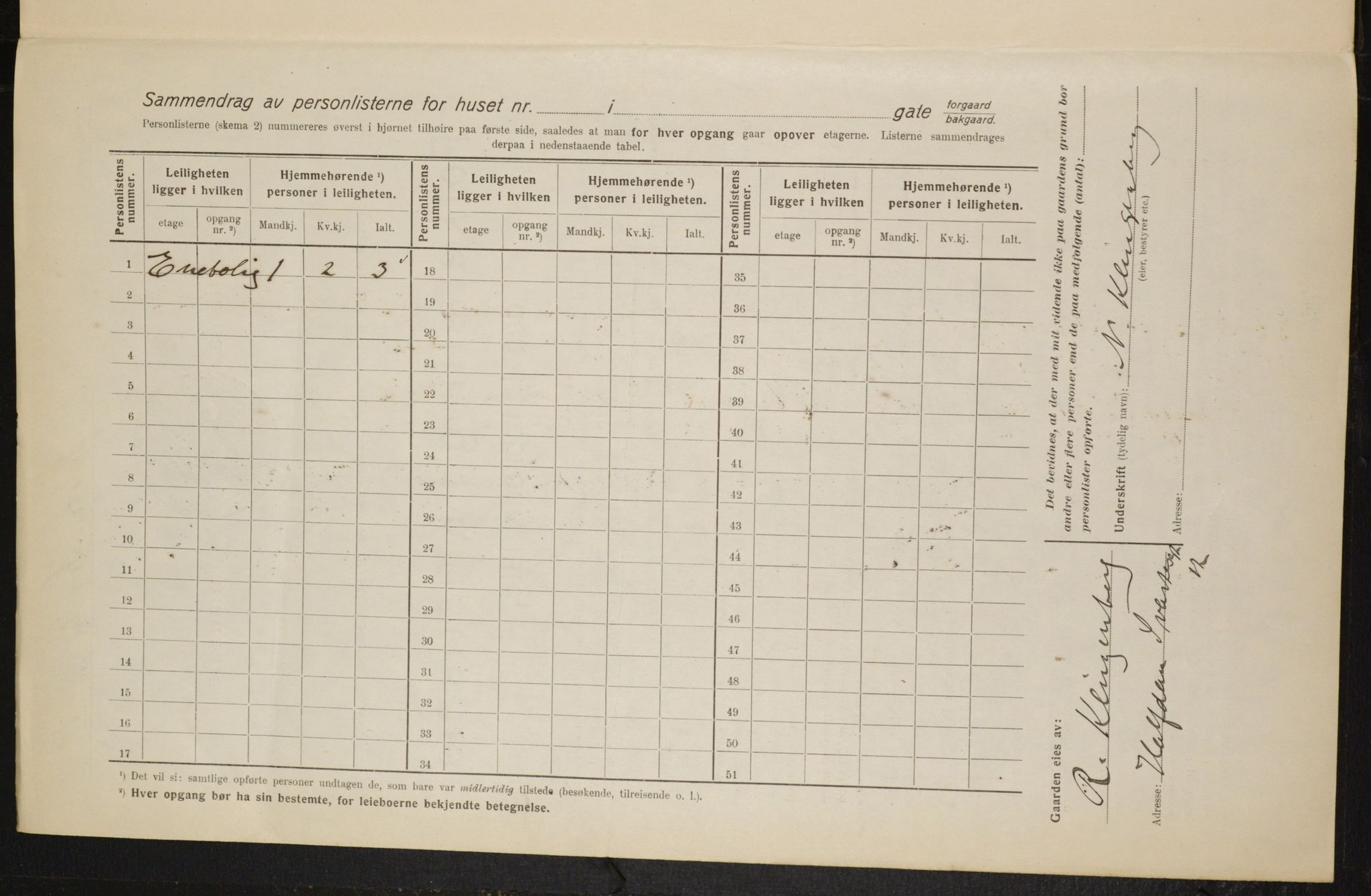 OBA, Municipal Census 1916 for Kristiania, 1916, p. 34719