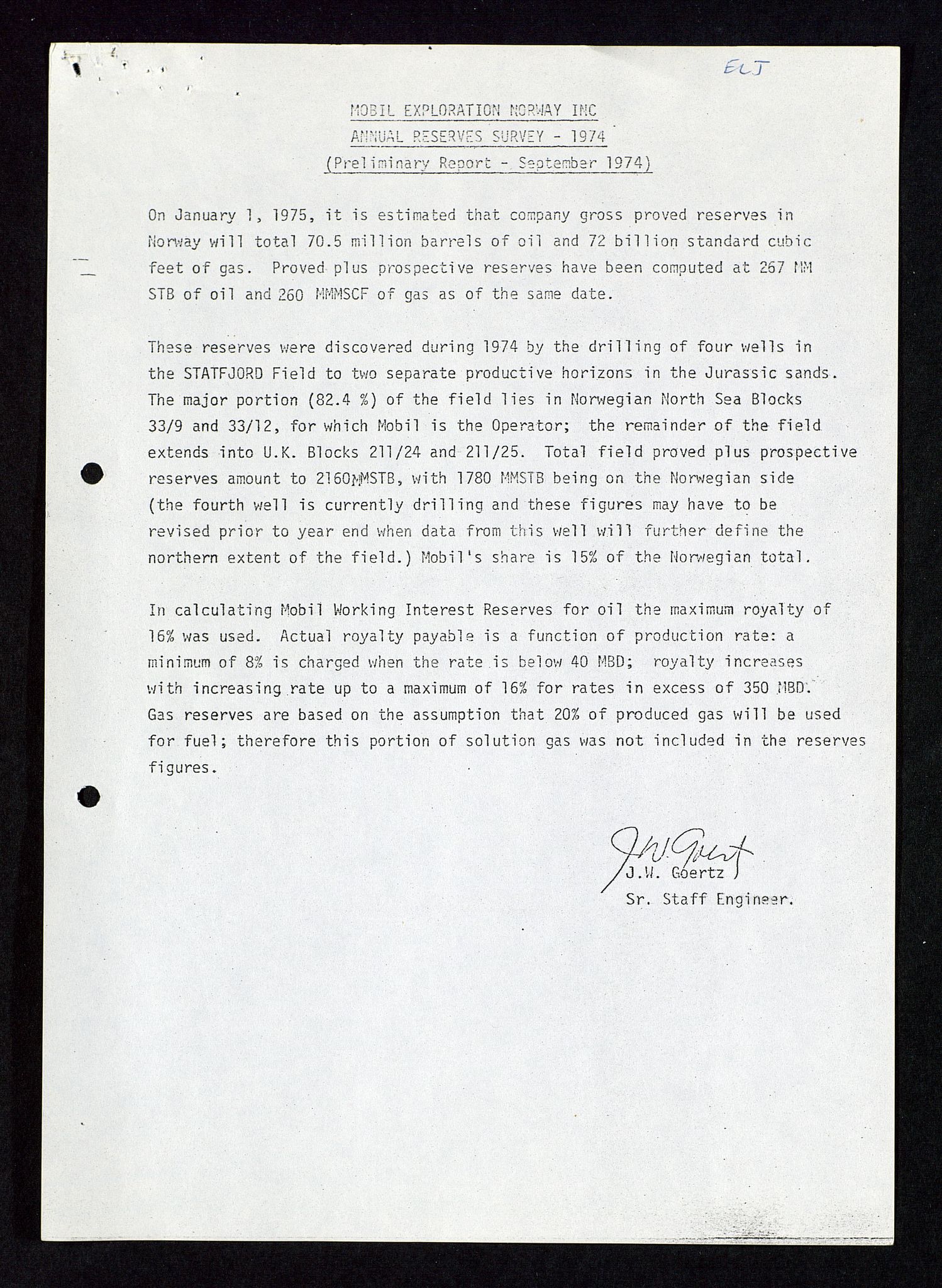 Pa 1578 - Mobil Exploration Norway Incorporated, SAST/A-102024/4/D/Da/L0115: S.E. Smith - Sak og korrespondanse, 1974-1981, p. 266