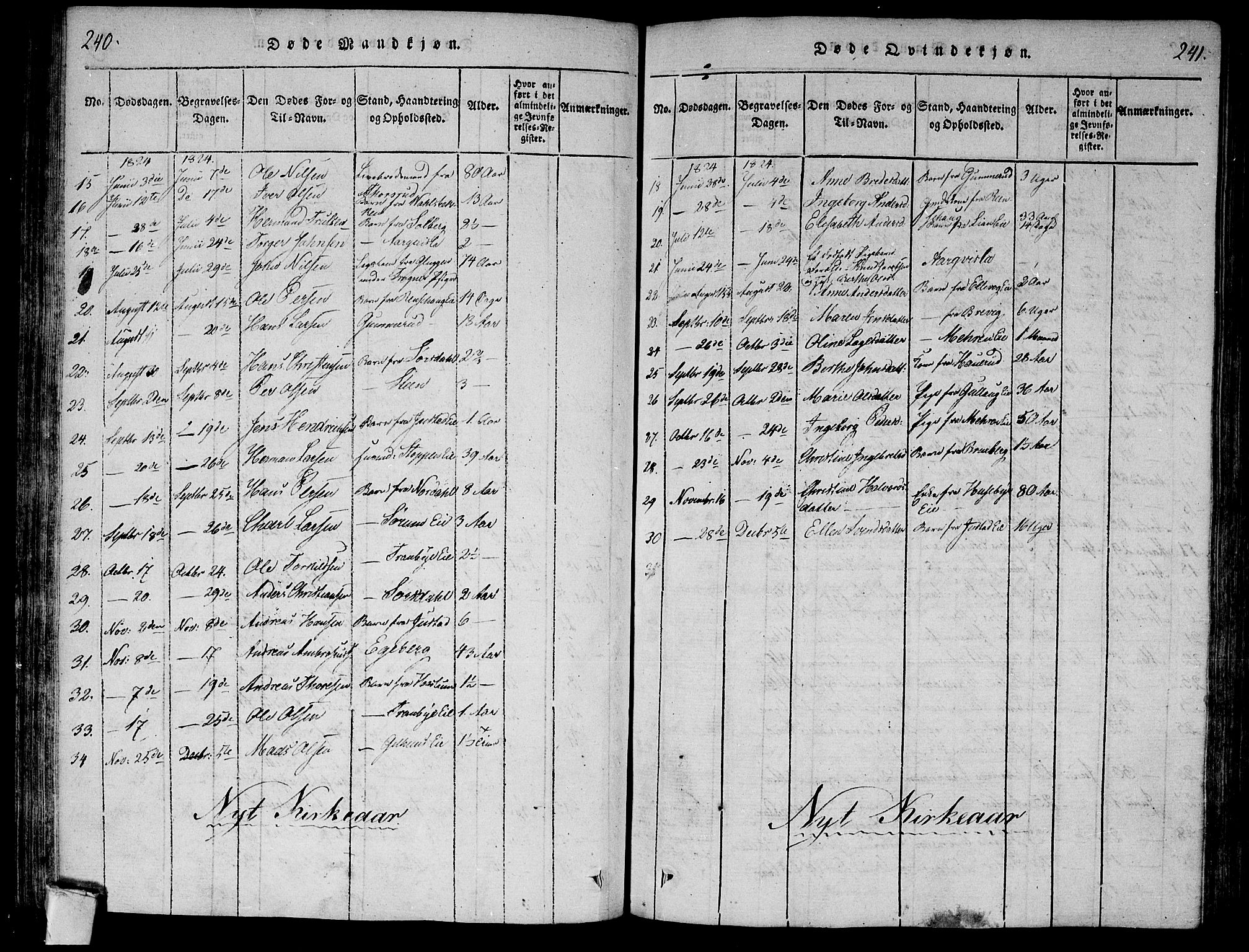 Lier kirkebøker, AV/SAKO-A-230/F/Fa/L0008: Parish register (official) no. I 8, 1813-1825, p. 240-241