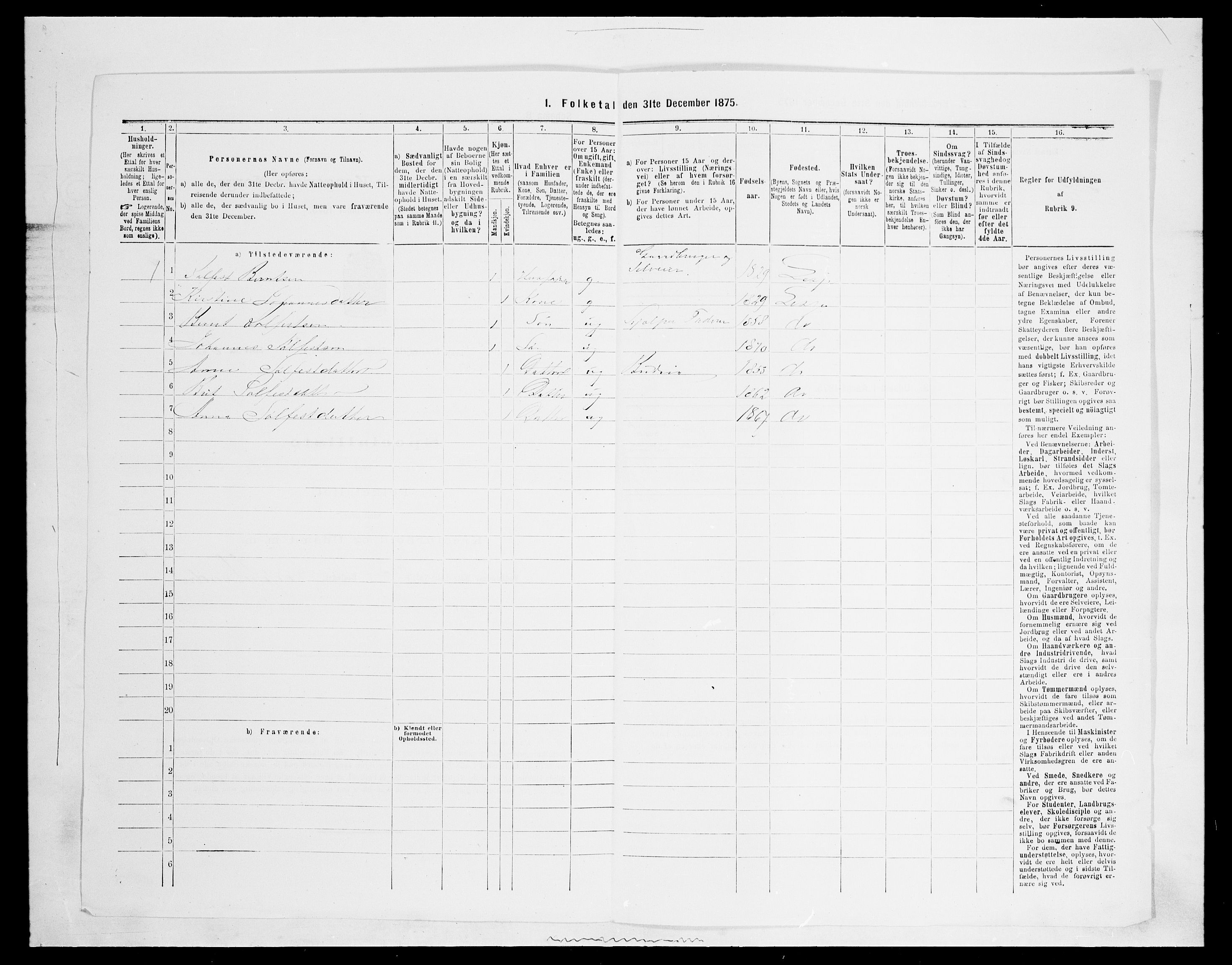 SAH, 1875 census for 0512P Lesja, 1875, p. 537