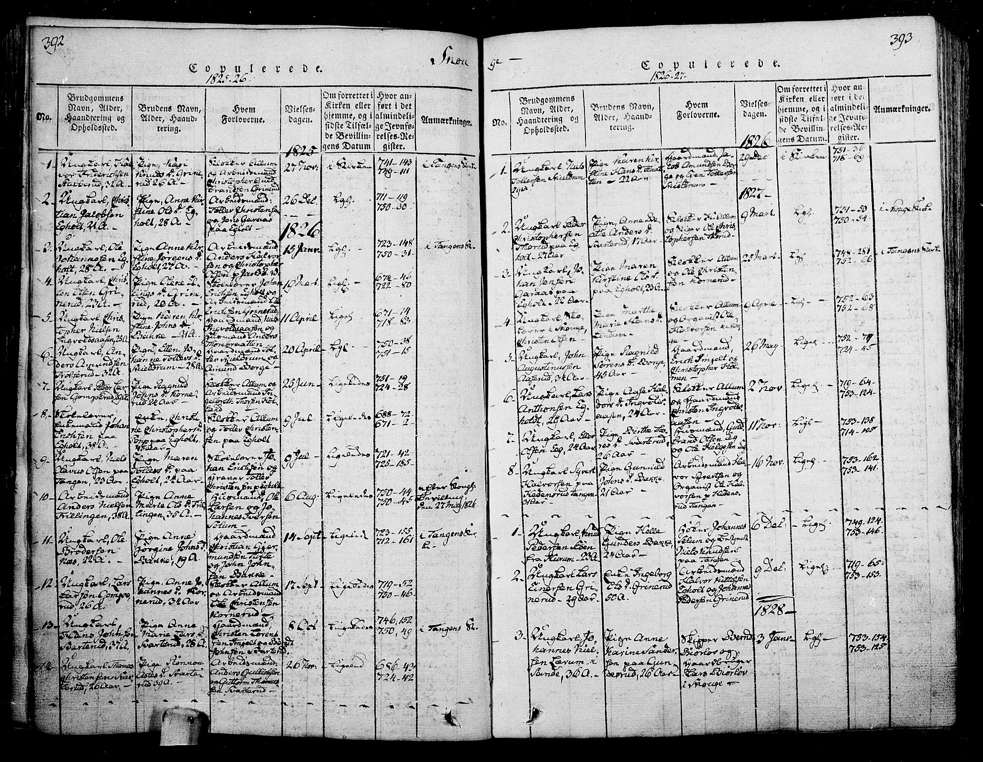 Skoger kirkebøker, AV/SAKO-A-59/F/Fa/L0002: Parish register (official) no. I 2 /1, 1814-1842, p. 392-393