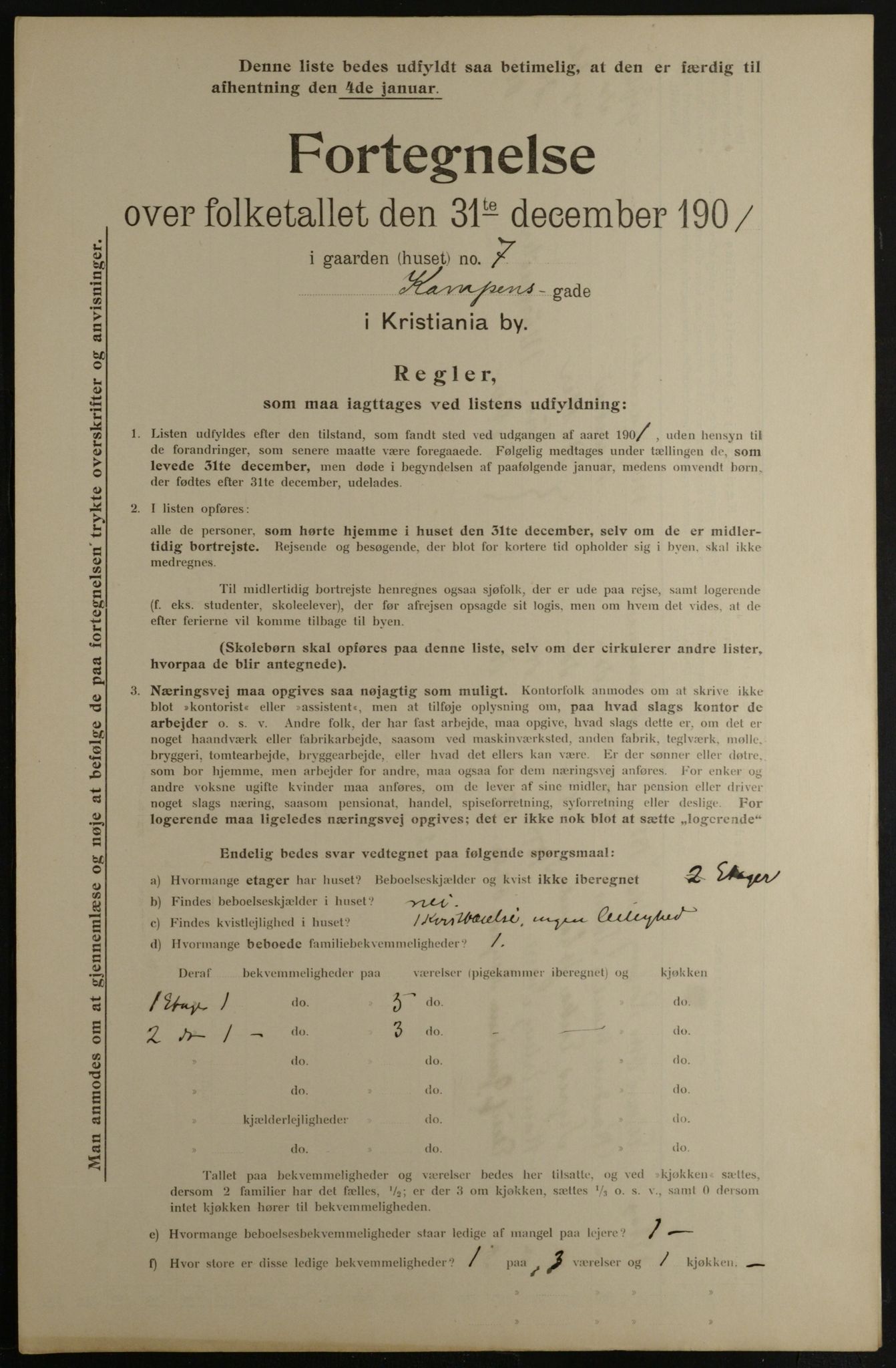 OBA, Municipal Census 1901 for Kristiania, 1901, p. 7461