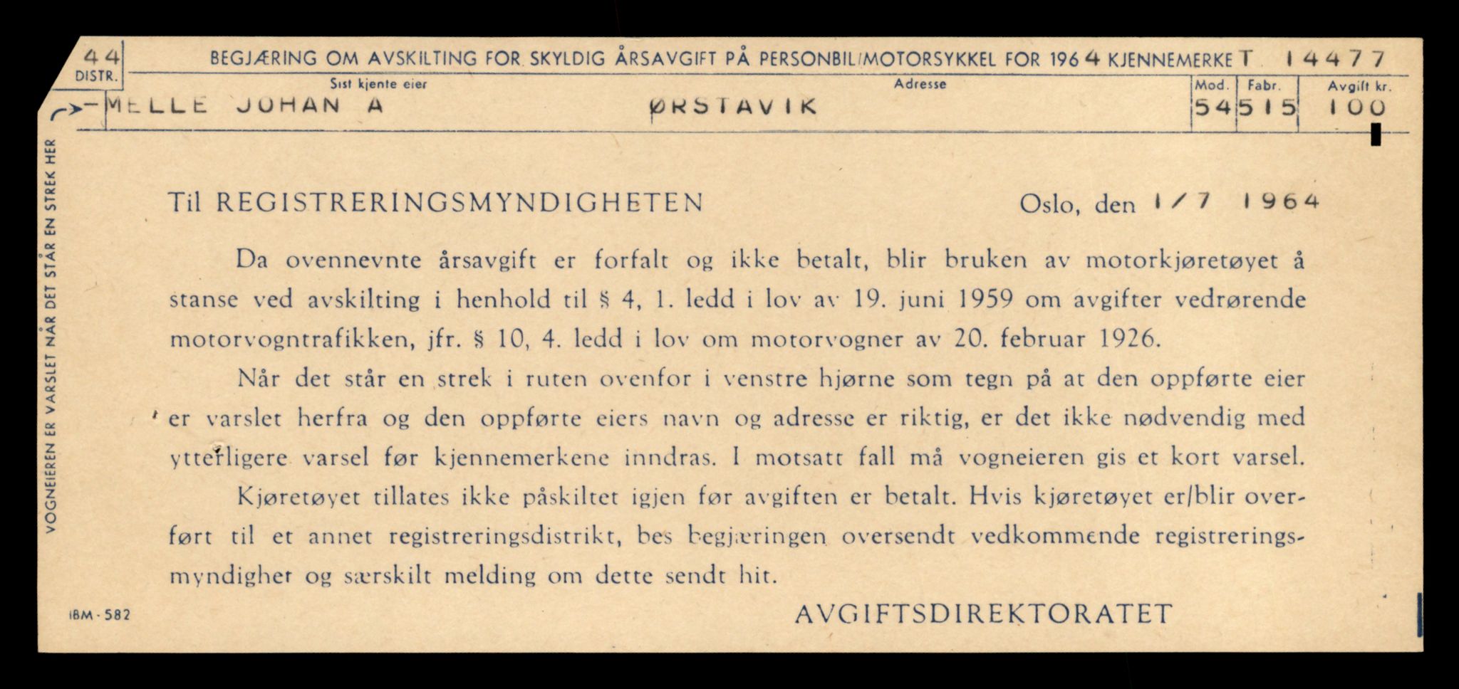 Møre og Romsdal vegkontor - Ålesund trafikkstasjon, AV/SAT-A-4099/F/Fe/L0046: Registreringskort for kjøretøy T 14445 - T 14579, 1927-1998