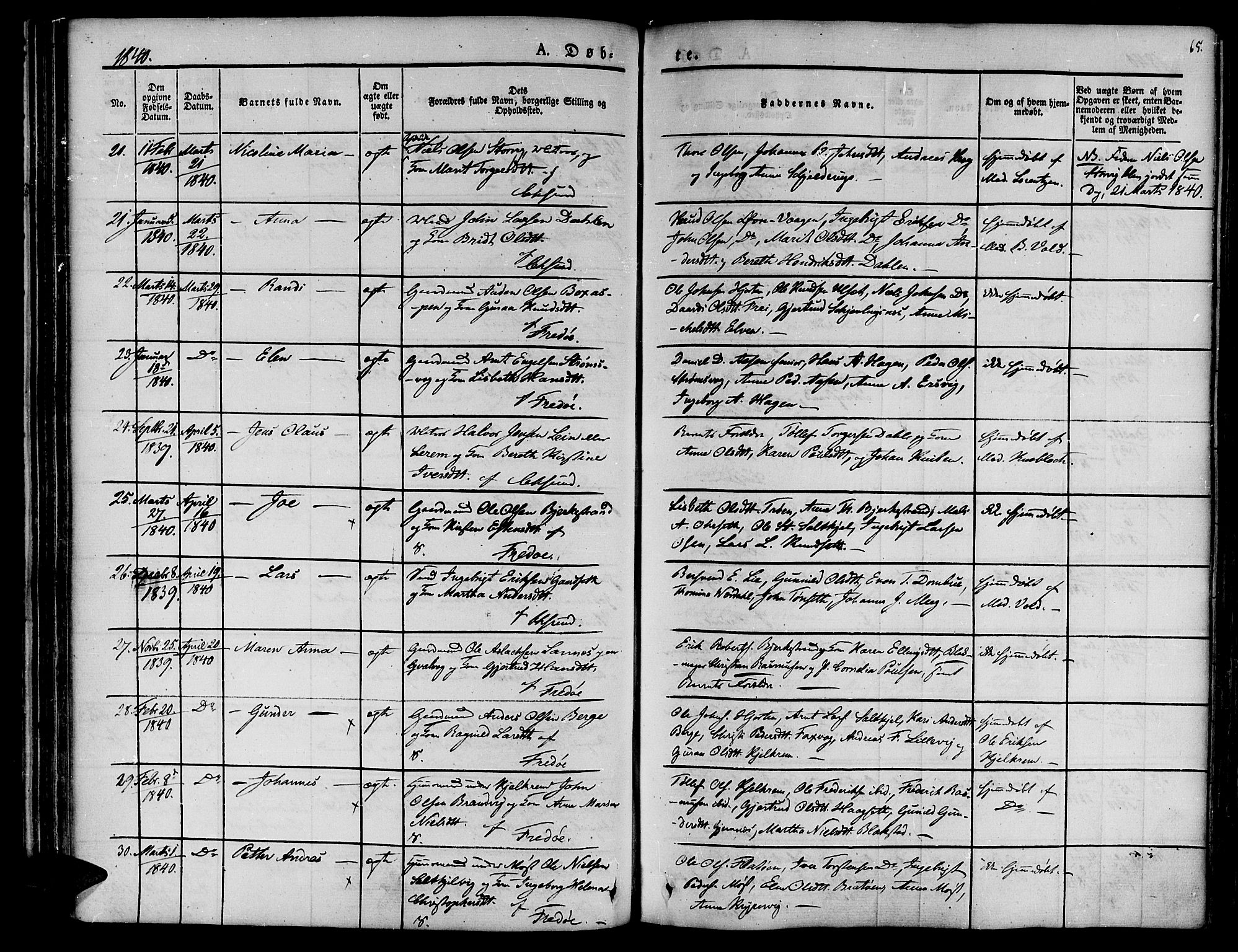 Ministerialprotokoller, klokkerbøker og fødselsregistre - Møre og Romsdal, AV/SAT-A-1454/572/L0843: Parish register (official) no. 572A06, 1832-1842, p. 65