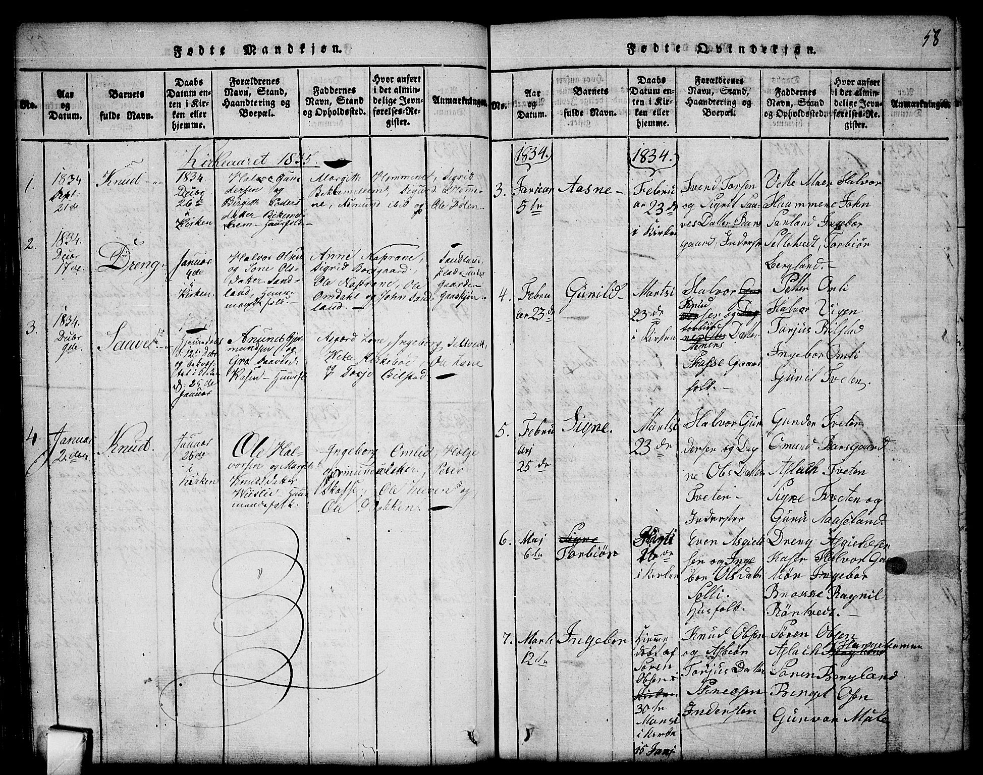 Mo kirkebøker, SAKO/A-286/G/Gb/L0001: Parish register (copy) no. II 1, 1814-1843, p. 58
