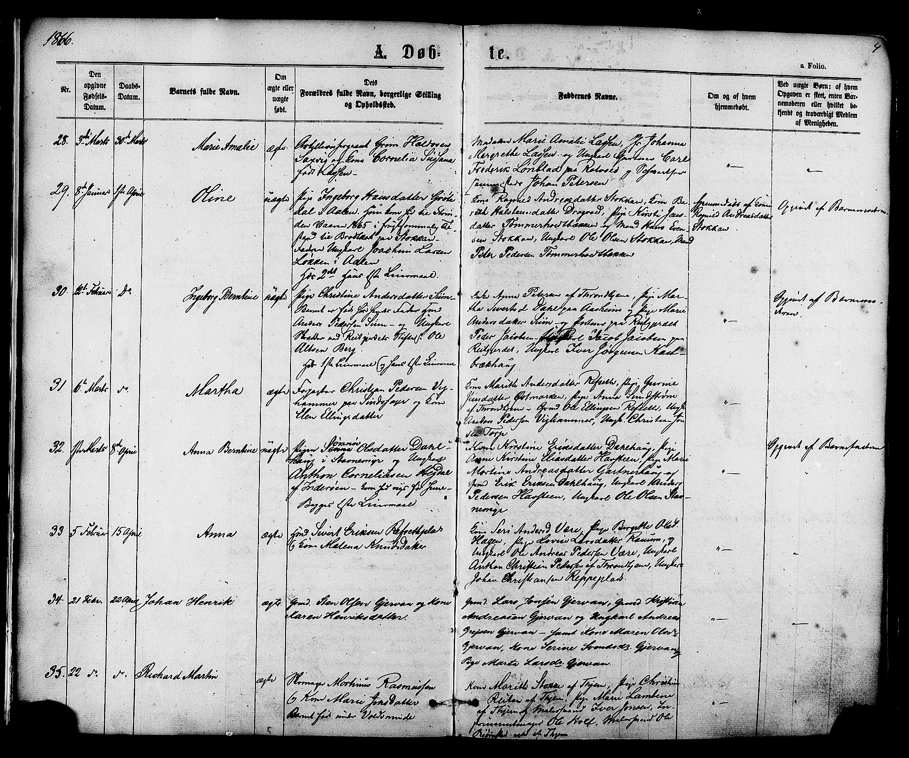 Ministerialprotokoller, klokkerbøker og fødselsregistre - Sør-Trøndelag, AV/SAT-A-1456/606/L0293: Parish register (official) no. 606A08, 1866-1877, p. 4