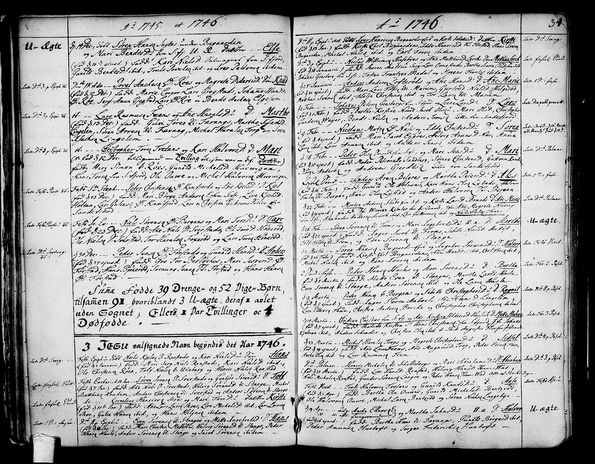 Sandar kirkebøker, SAKO/A-243/F/Fa/L0002: Parish register (official) no. 2, 1733-1788, p. 34