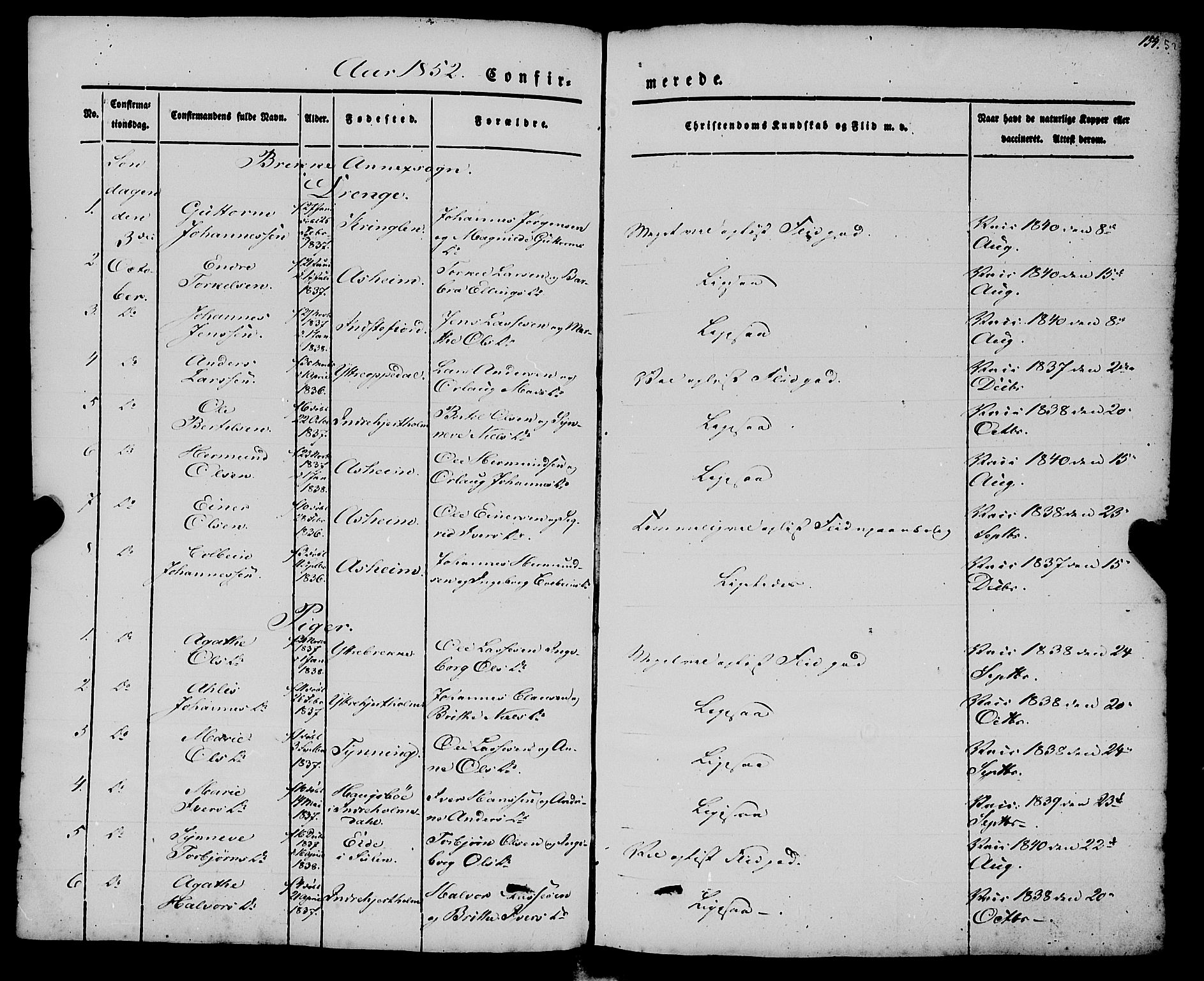 Gulen sokneprestembete, AV/SAB-A-80201/H/Haa/Haaa/L0021: Parish register (official) no. A 21, 1848-1858, p. 154