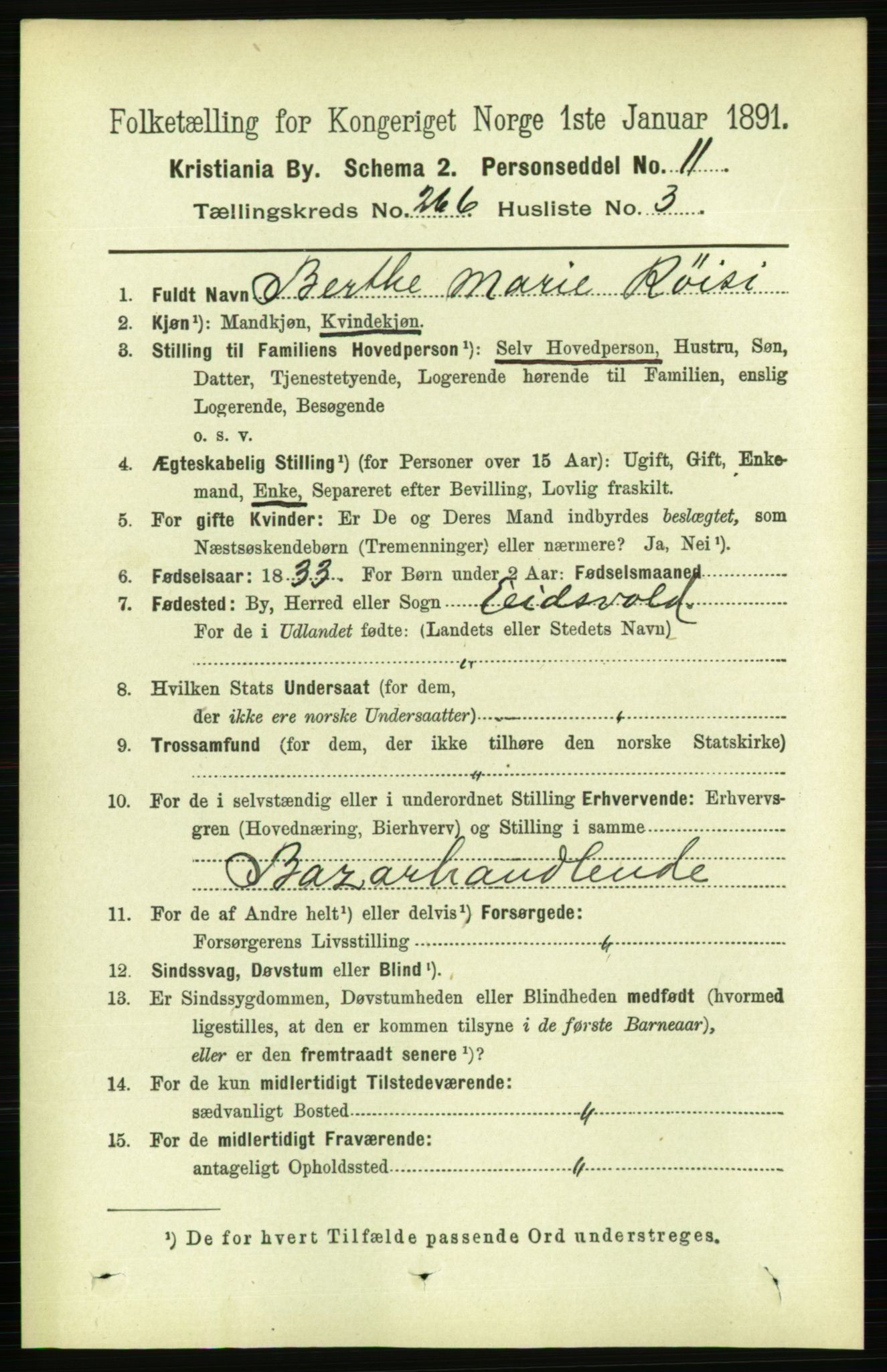 RA, 1891 census for 0301 Kristiania, 1891, p. 161226