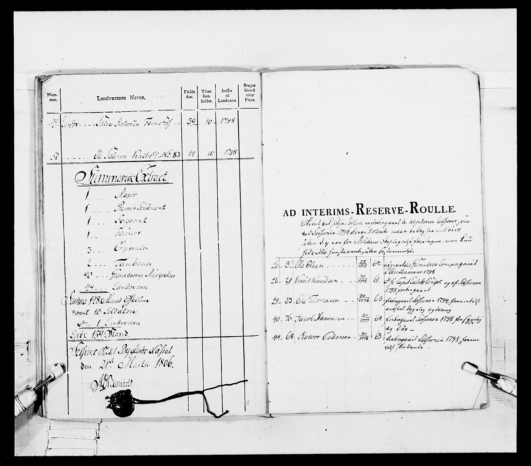 Generalitets- og kommissariatskollegiet, Det kongelige norske kommissariatskollegium, AV/RA-EA-5420/E/Eh/L0109: Vesterlenske nasjonale infanteriregiment, 1806, p. 37