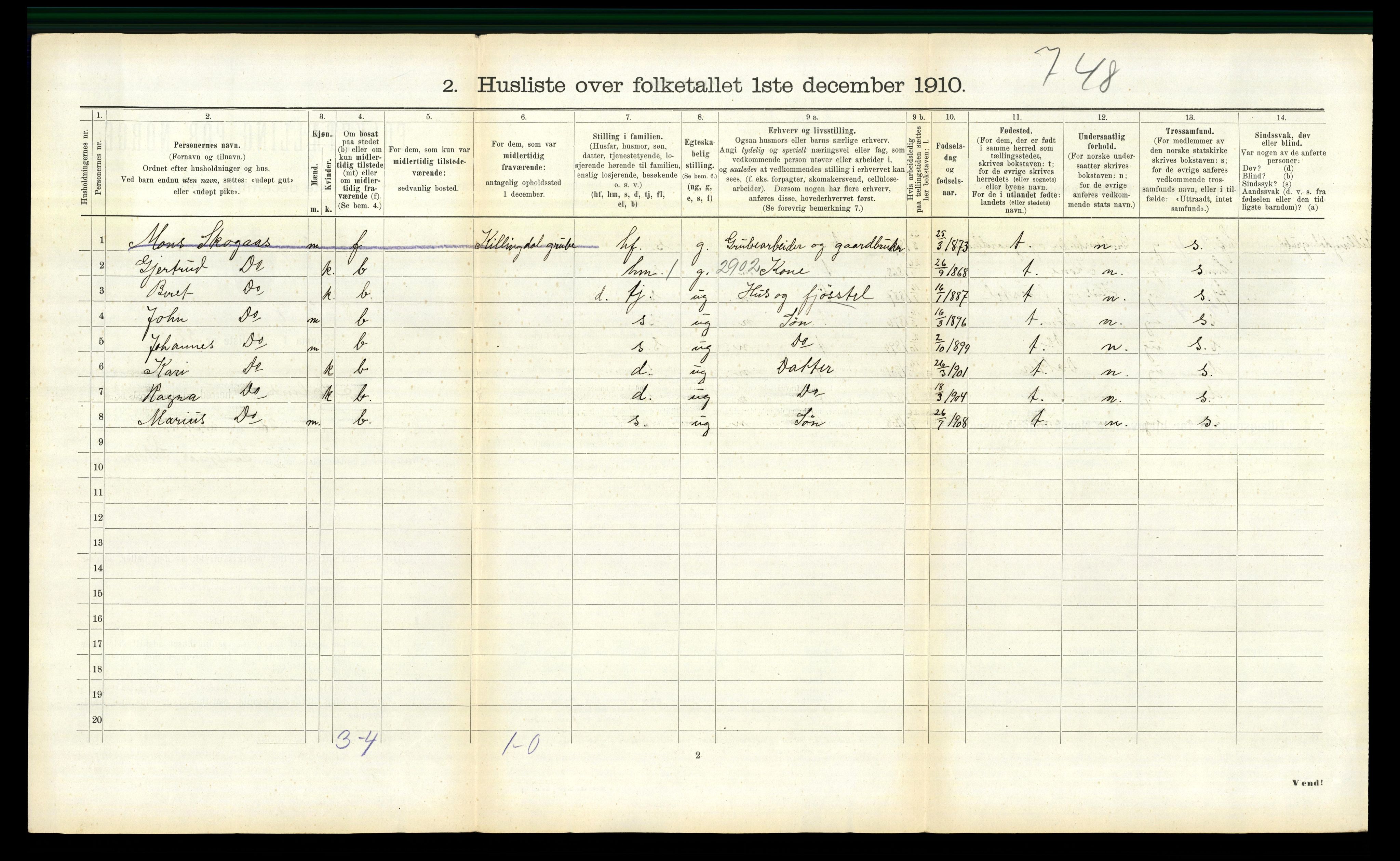 RA, 1910 census for Ålen, 1910, p. 296