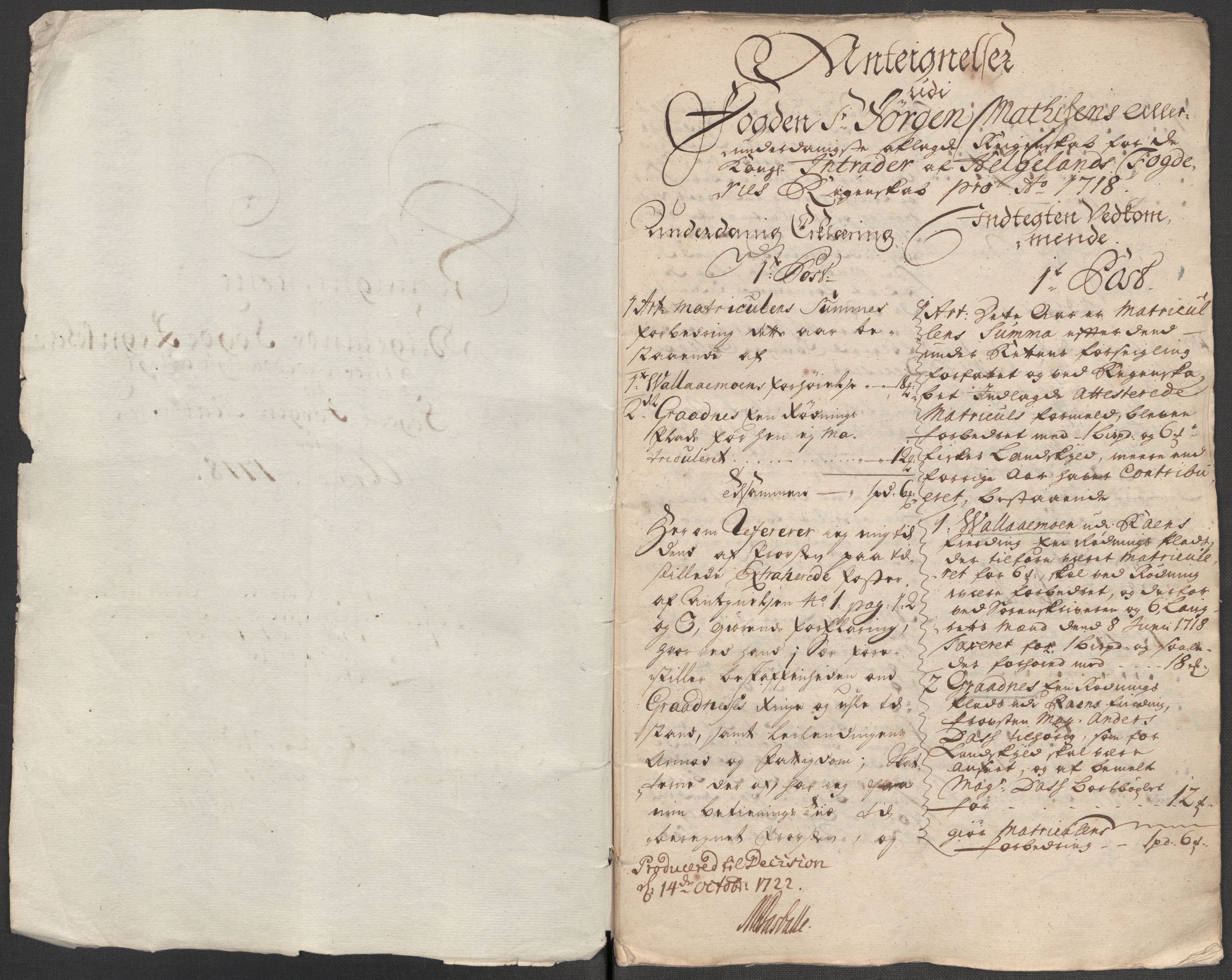 Rentekammeret inntil 1814, Reviderte regnskaper, Fogderegnskap, AV/RA-EA-4092/R65/L4516: Fogderegnskap Helgeland, 1718, p. 296