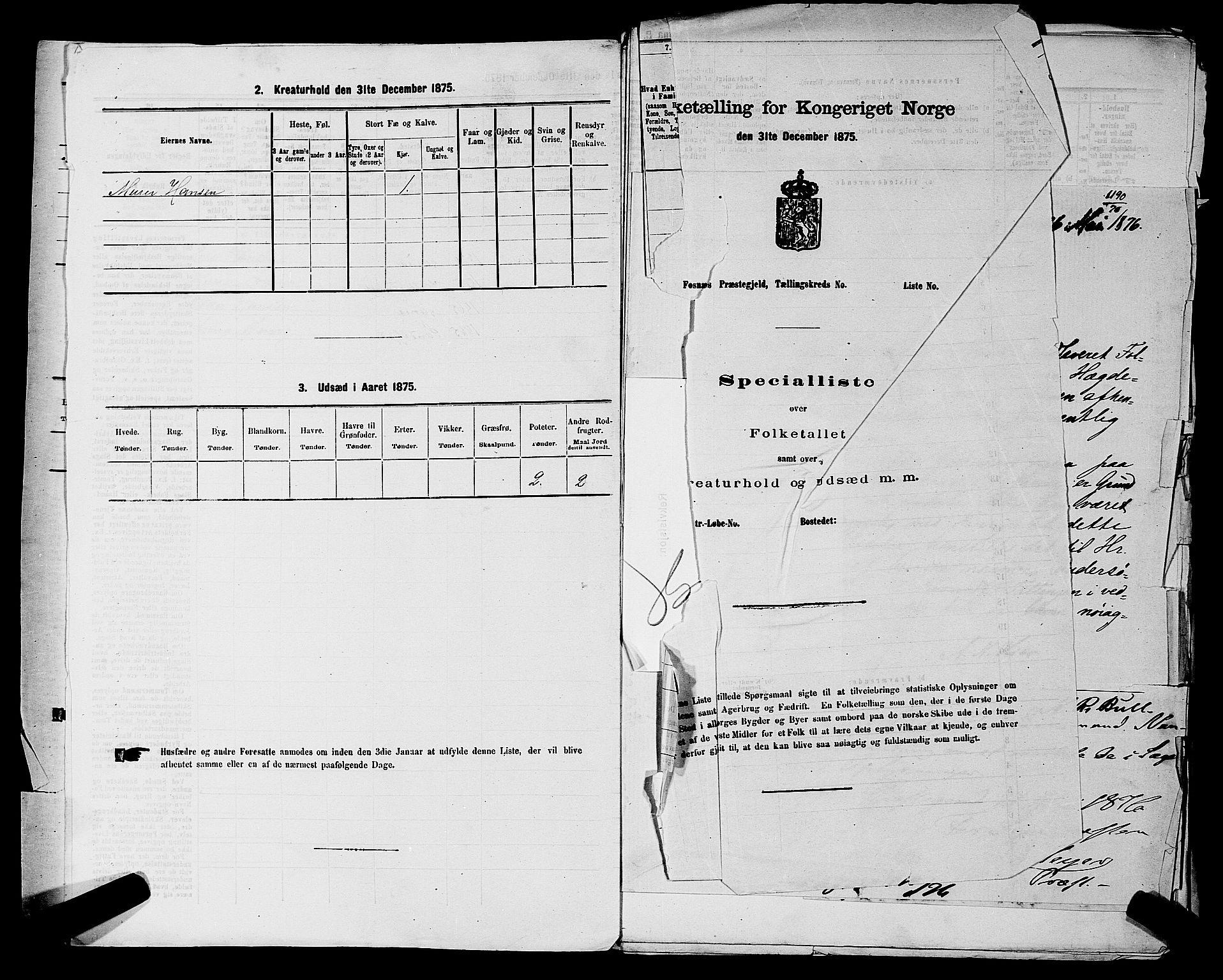 RA, 1875 census for 0218aP Vestre Aker, 1875, p. 2236