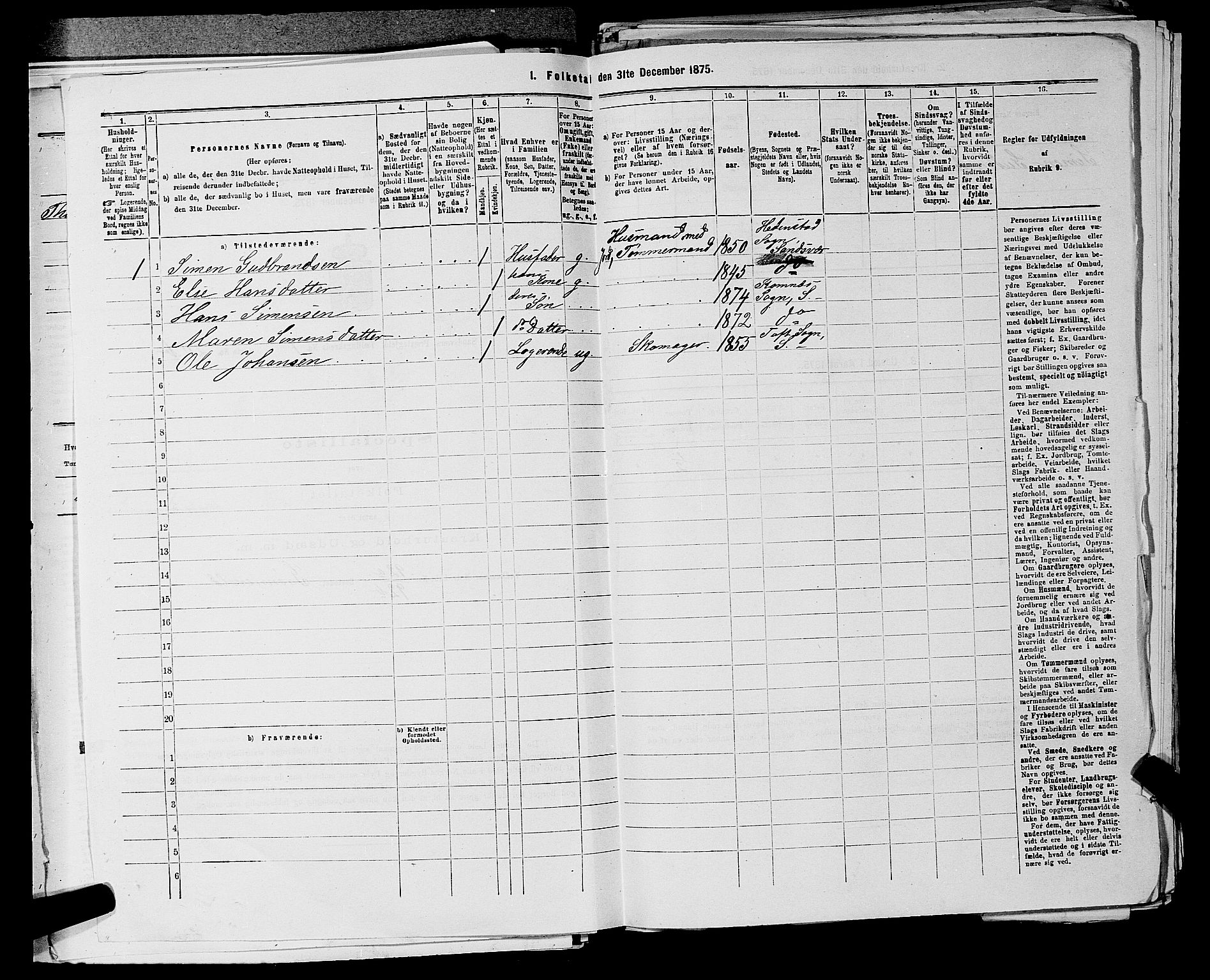 SAKO, 1875 census for 0629P Sandsvær, 1875, p. 341