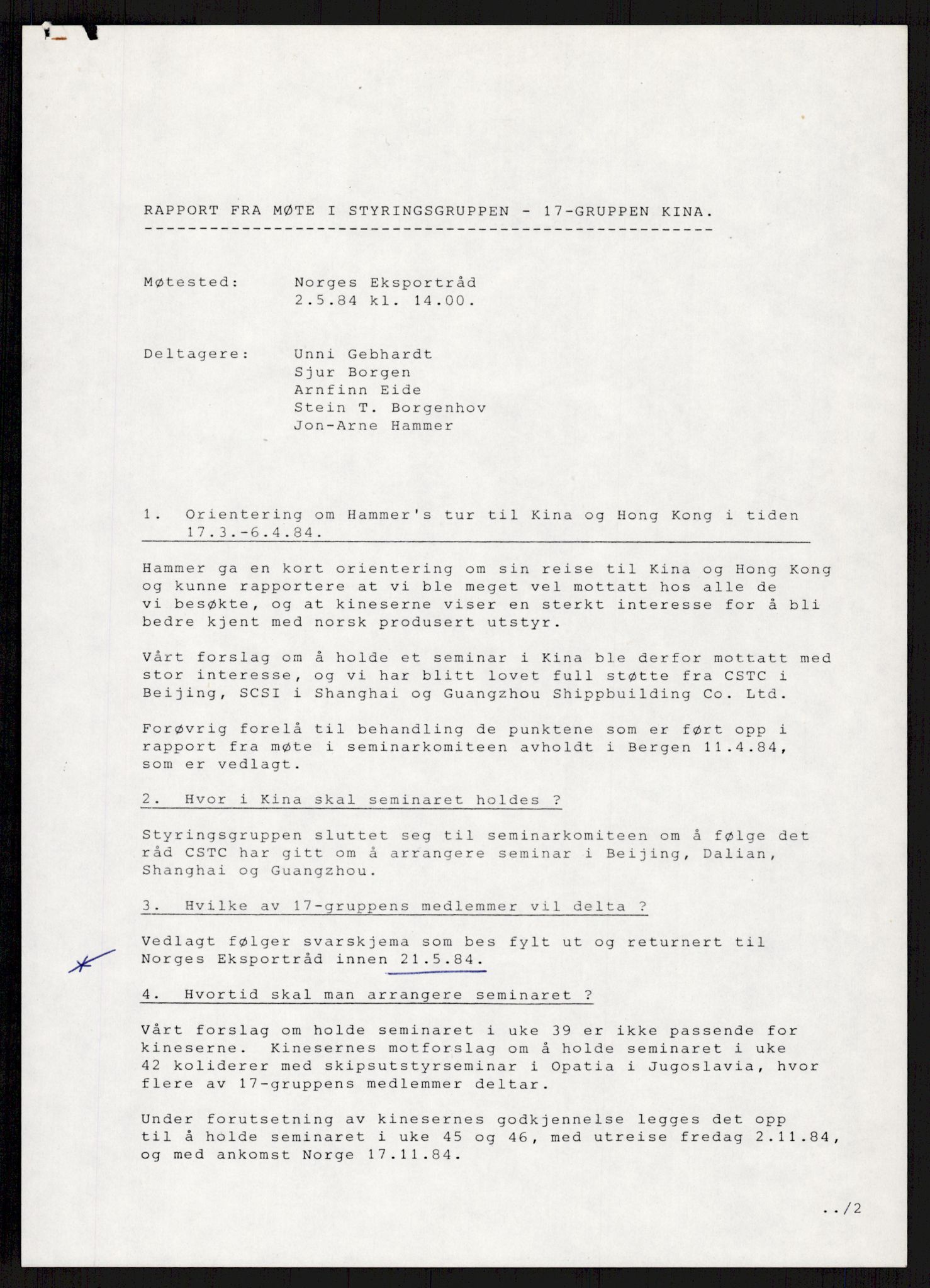 "17-Gruppen Kina", AV/RA-PA-1688/A/L0001: Møtereferater, 1979-1986, p. 73