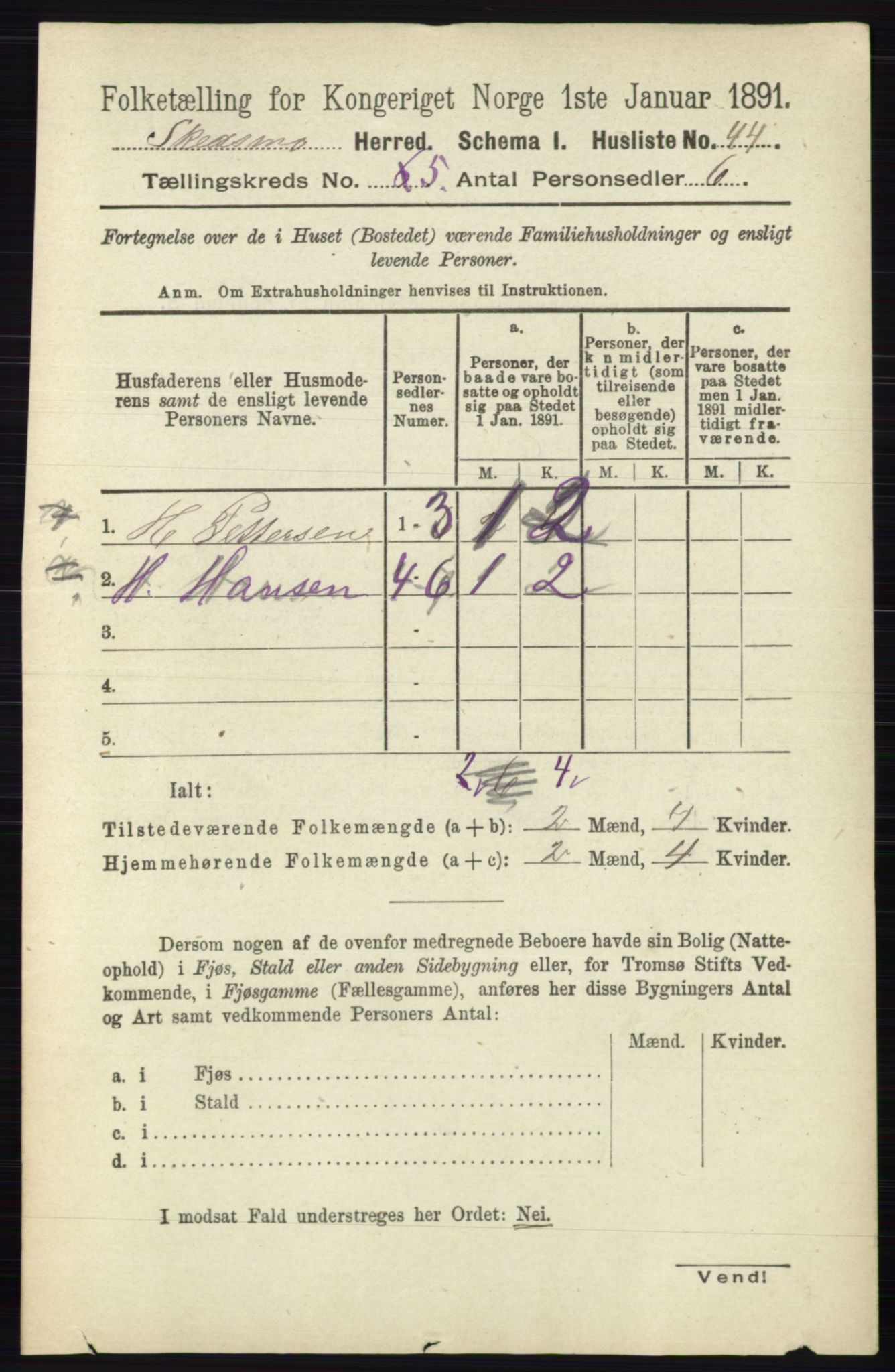 RA, 1891 census for 0231 Skedsmo, 1891, p. 2289