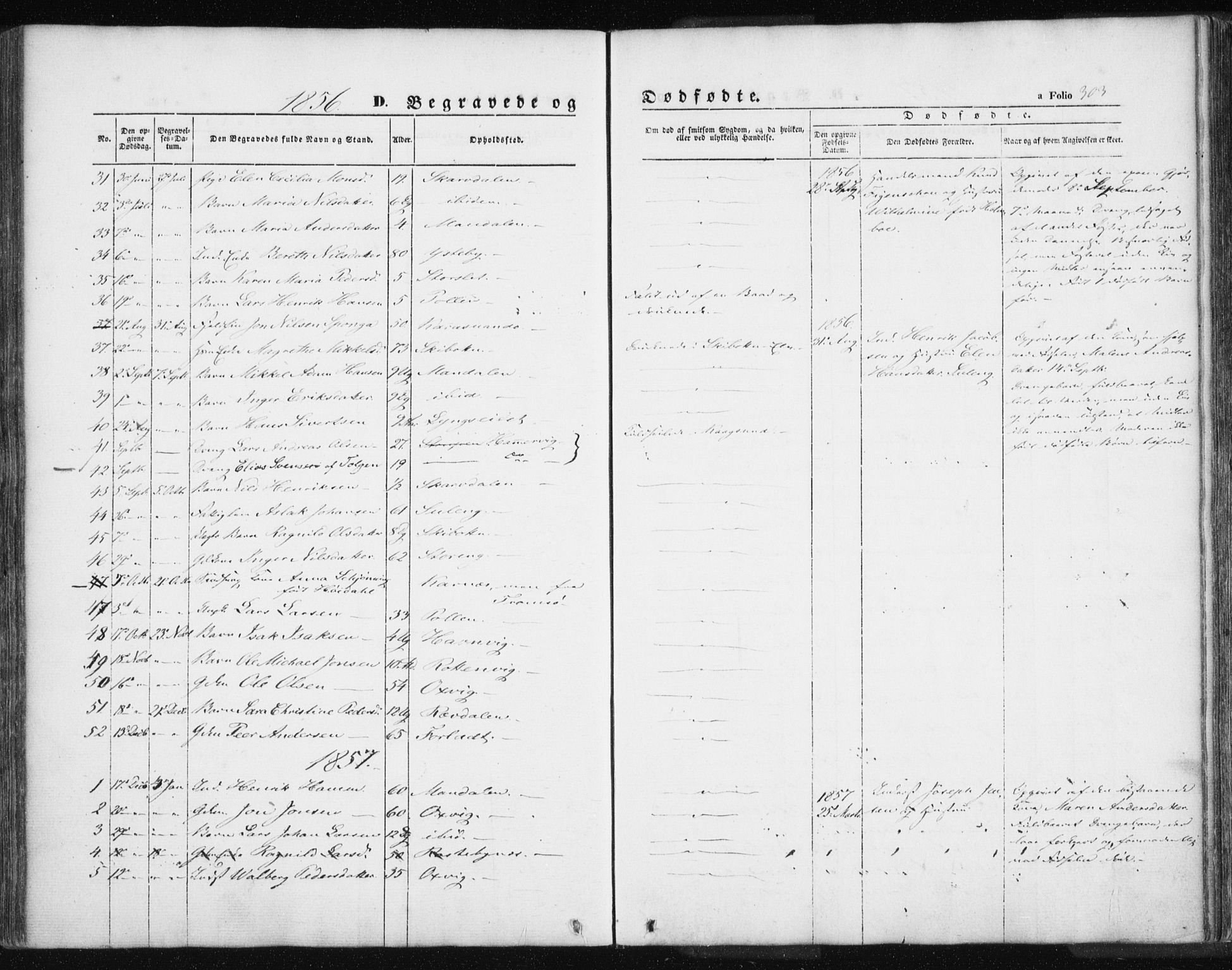Lyngen sokneprestembete, SATØ/S-1289/H/He/Hea/L0004kirke: Parish register (official) no. 4, 1839-1858, p. 303