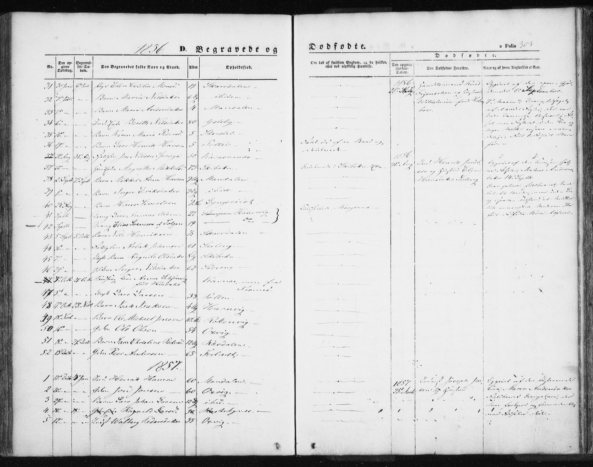 Lyngen sokneprestembete, AV/SATØ-S-1289/H/He/Hea/L0004kirke: Parish register (official) no. 4, 1839-1858, p. 303