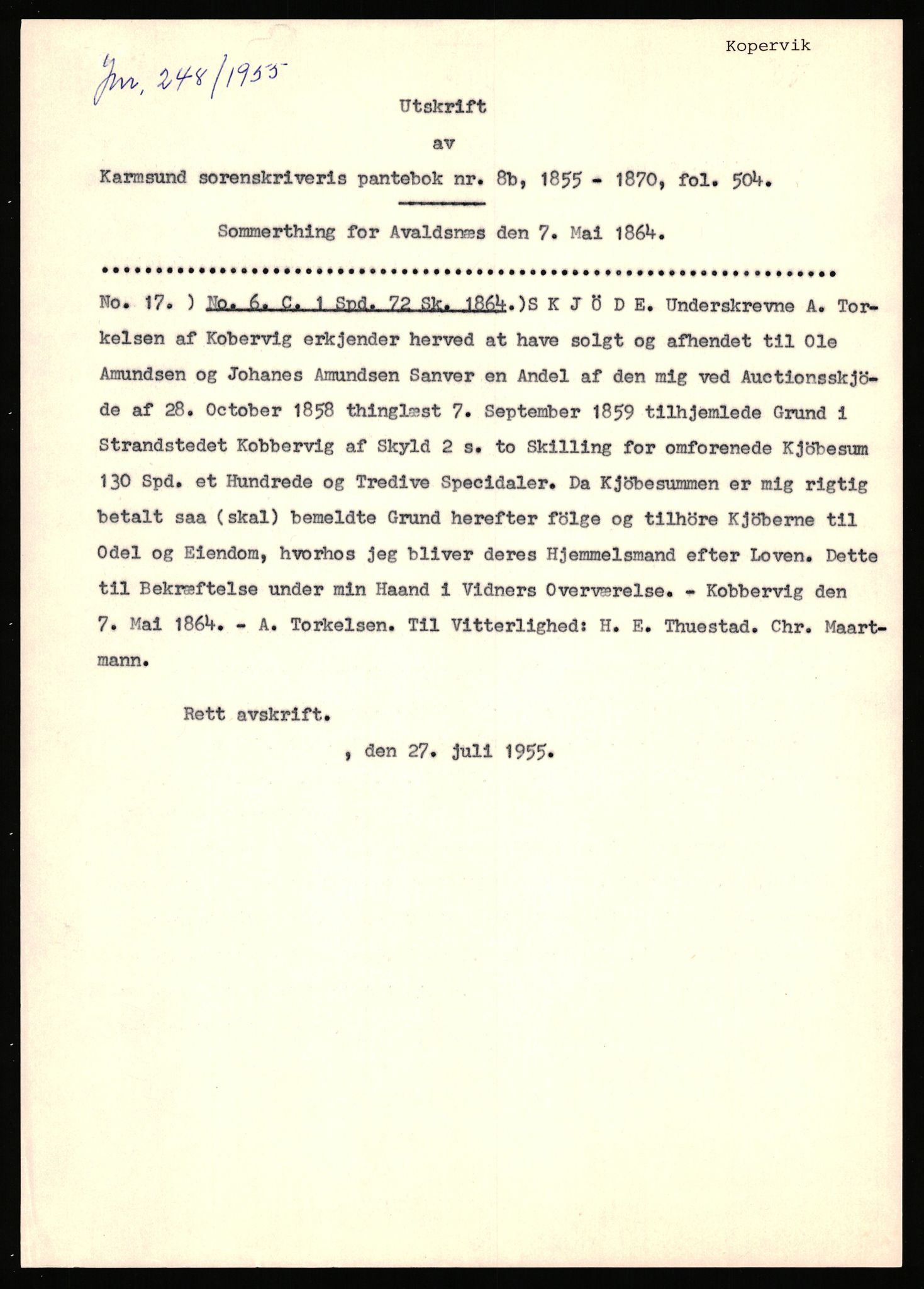 Statsarkivet i Stavanger, SAST/A-101971/03/Y/Yj/L0048: Avskrifter sortert etter gårdsnavn: Kluge - Kristianslyst, 1750-1930, p. 393