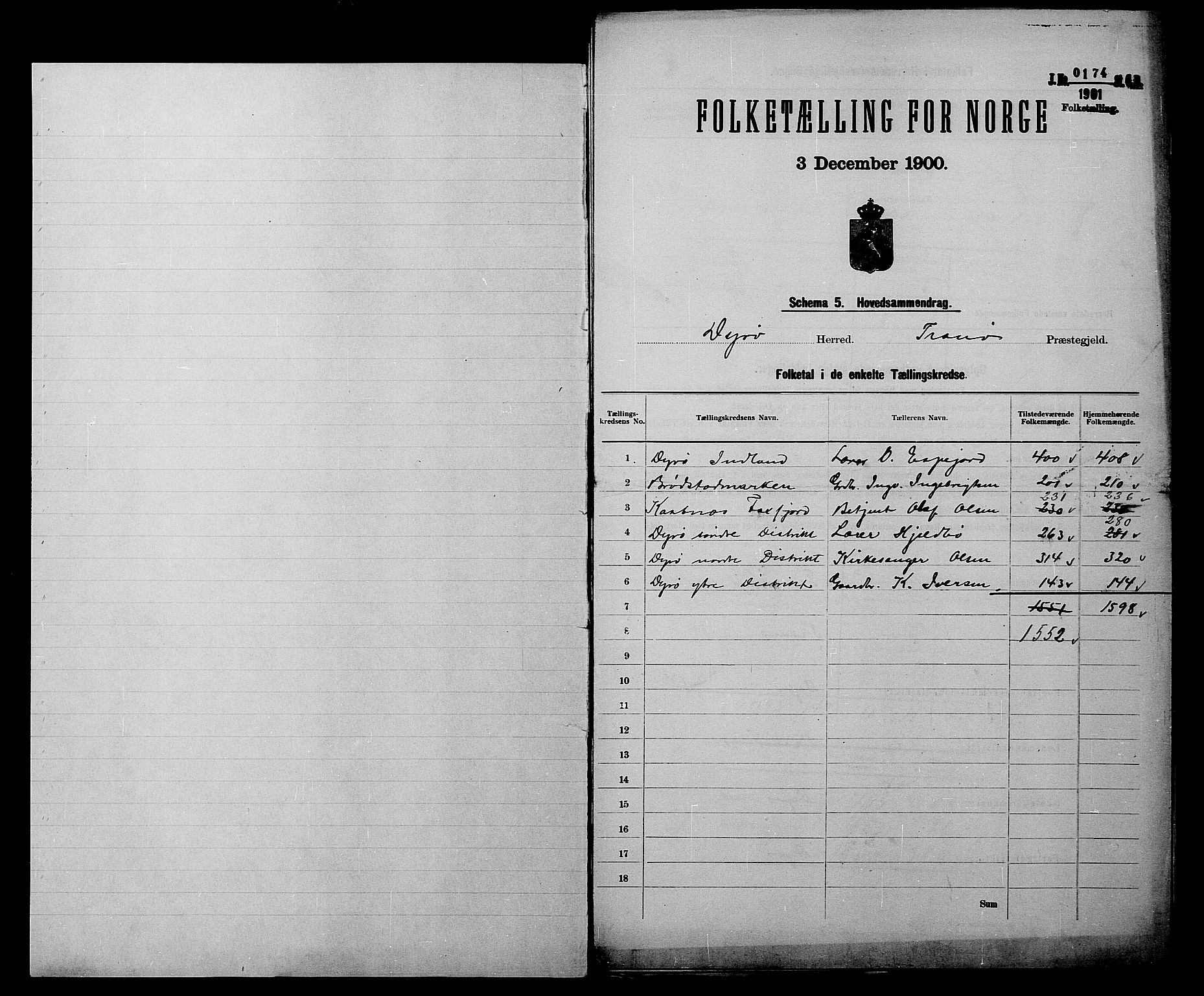 SATØ, 1900 census for Dyrøy, 1900, p. 2