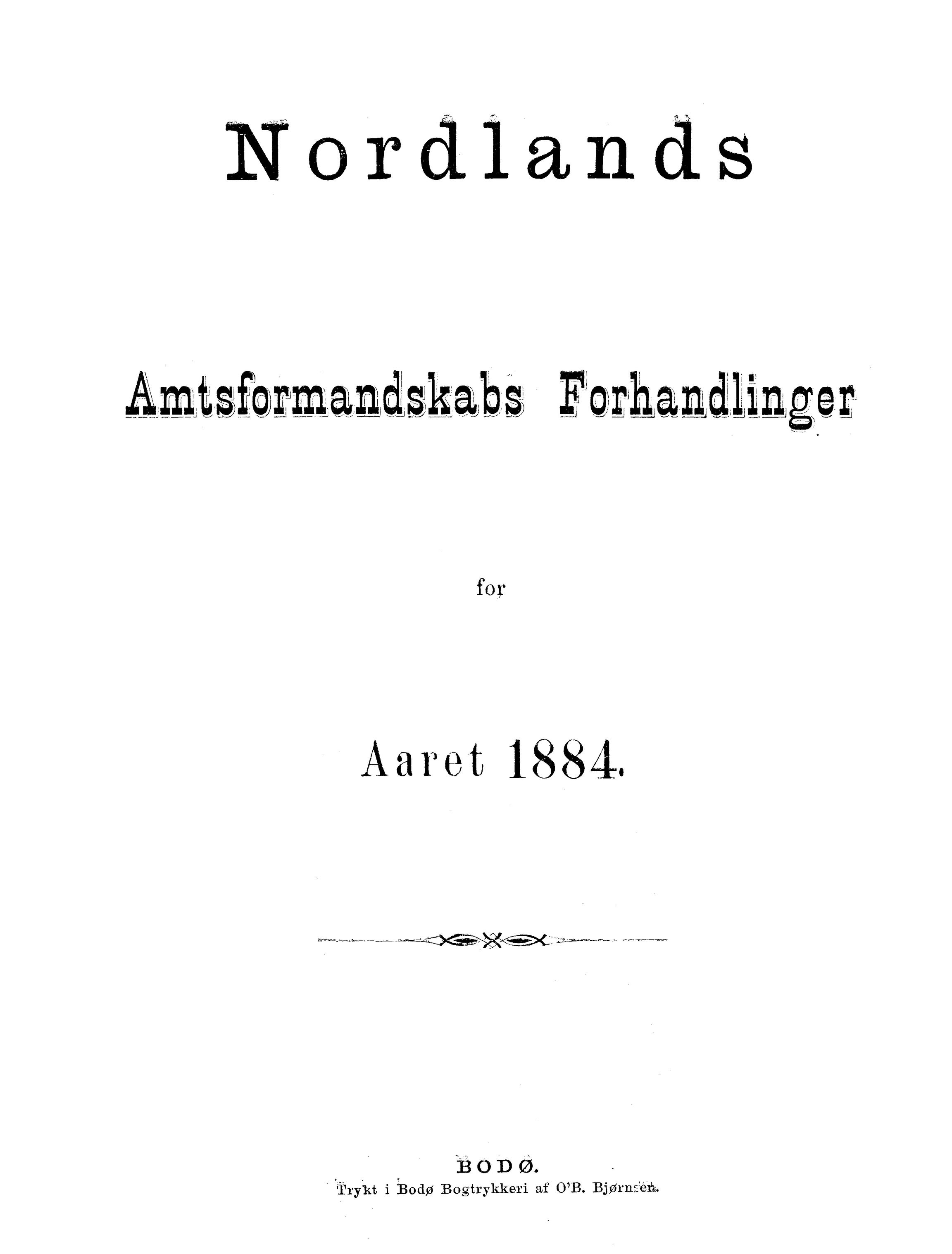 Nordland Fylkeskommune. Fylkestinget, AIN/NFK-17/176/A/Ac/L0014: Fylkestingsforhandlinger 1881-1885, 1881-1885