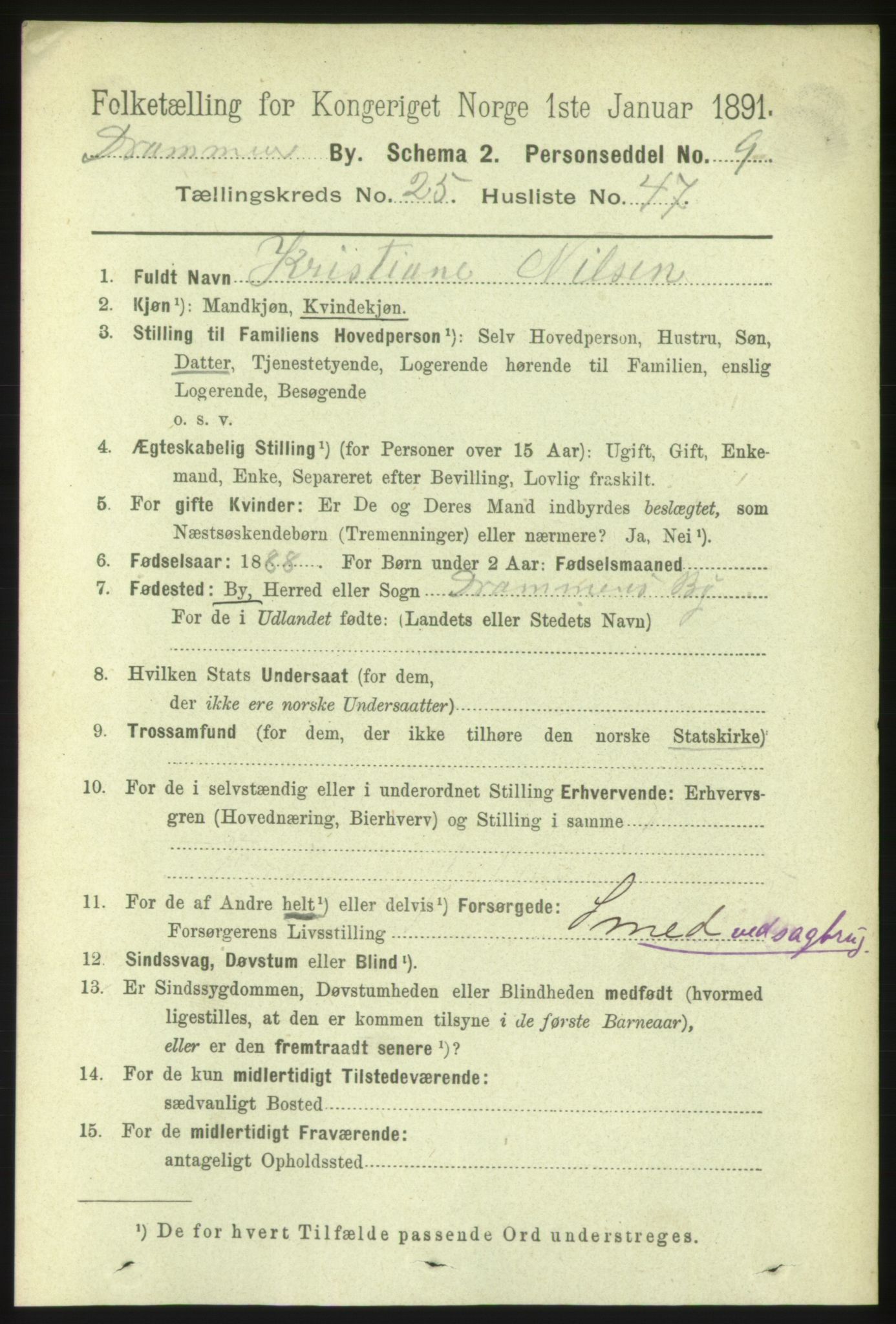 RA, 1891 census for 0602 Drammen, 1891, p. 15781