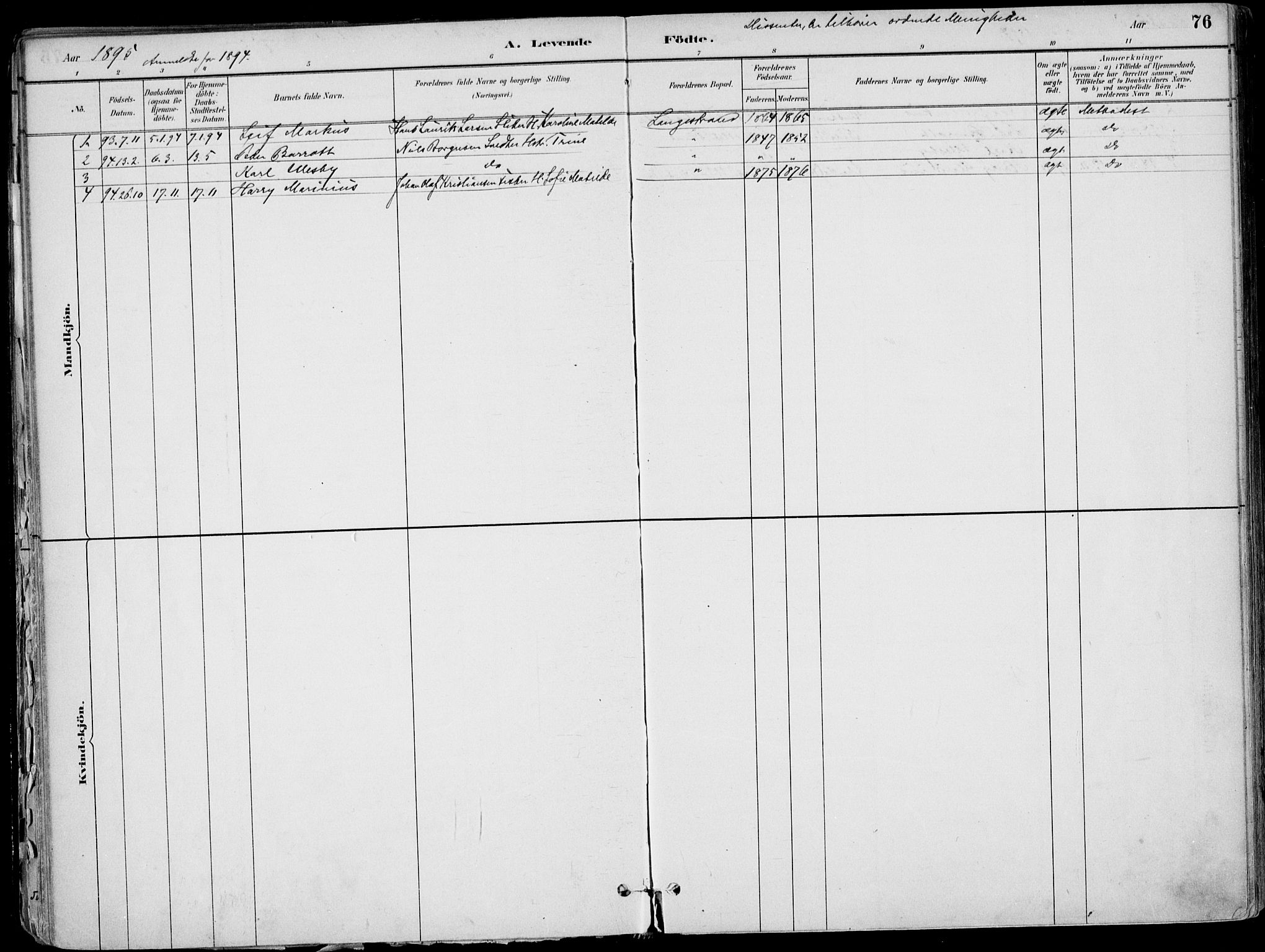 Larvik kirkebøker, AV/SAKO-A-352/F/Fb/L0004: Parish register (official) no. II 4, 1884-1902, p. 76