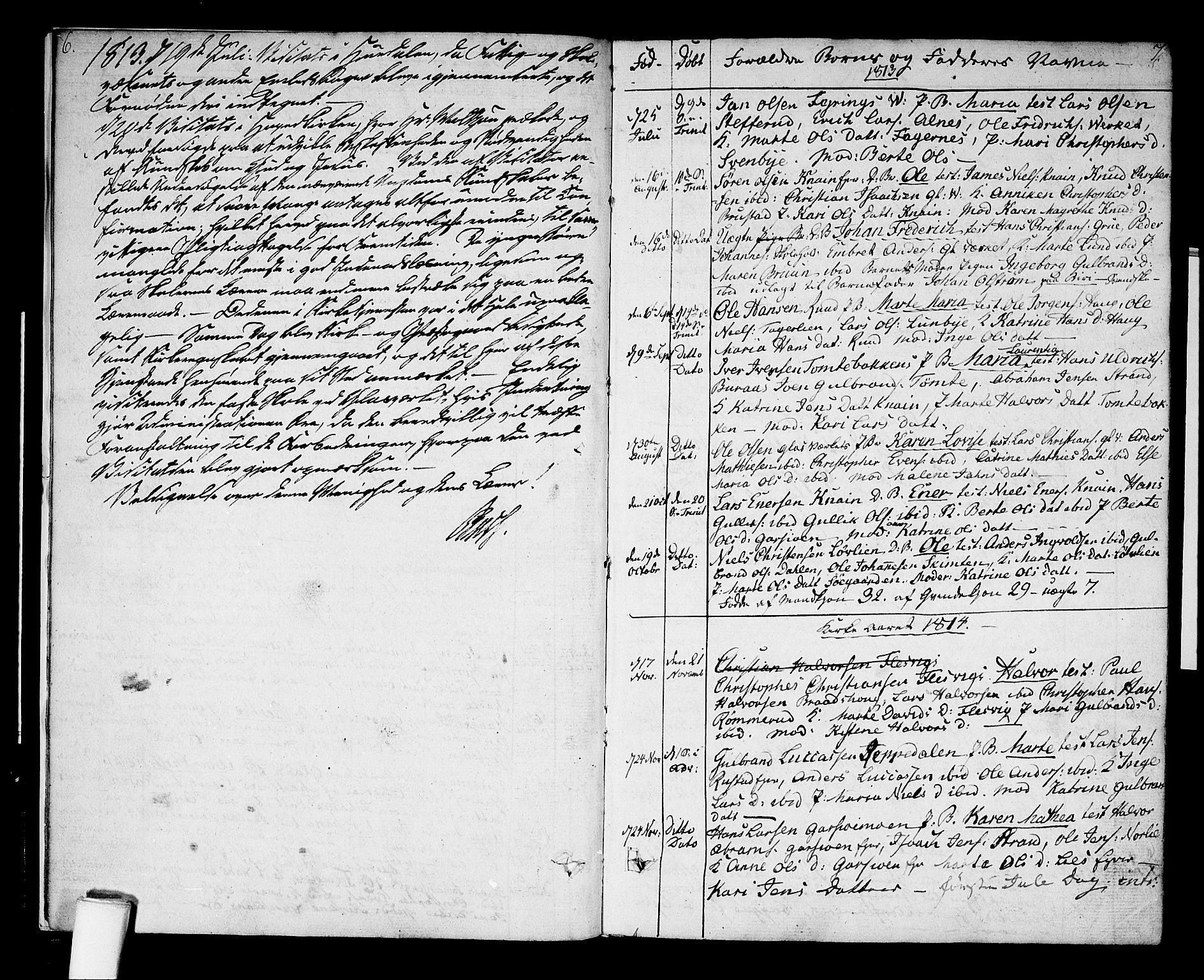 Hurdal prestekontor Kirkebøker, AV/SAO-A-10889/F/Fa/L0002: Parish register (official) no. I 2, 1812-1814, p. 6-7