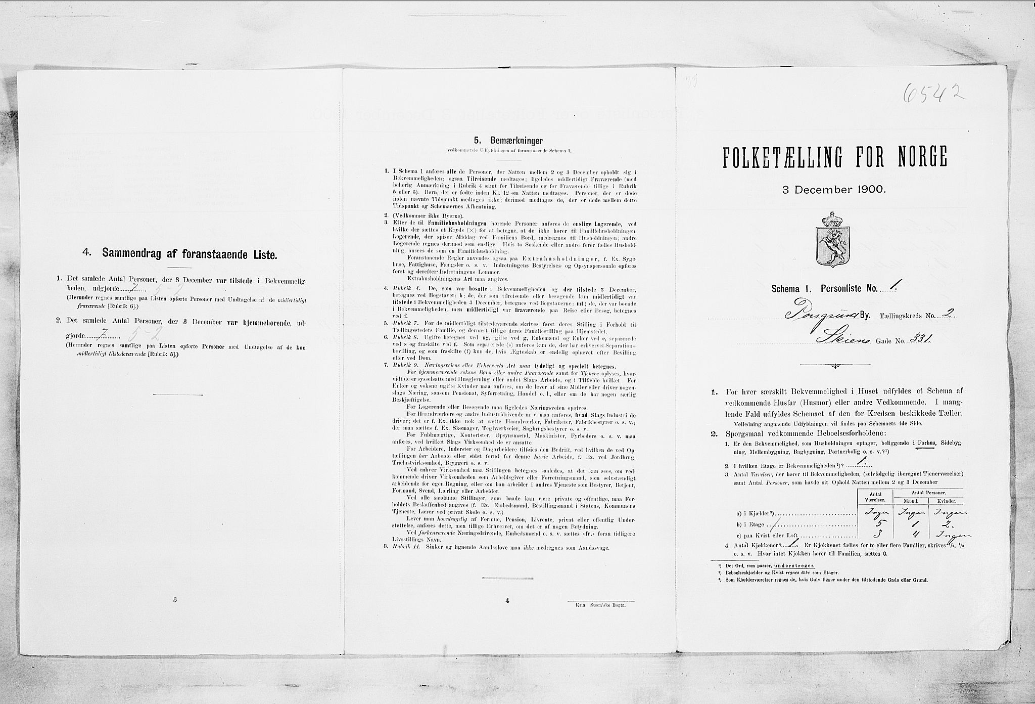 SAKO, 1900 census for Porsgrunn, 1900, p. 3377