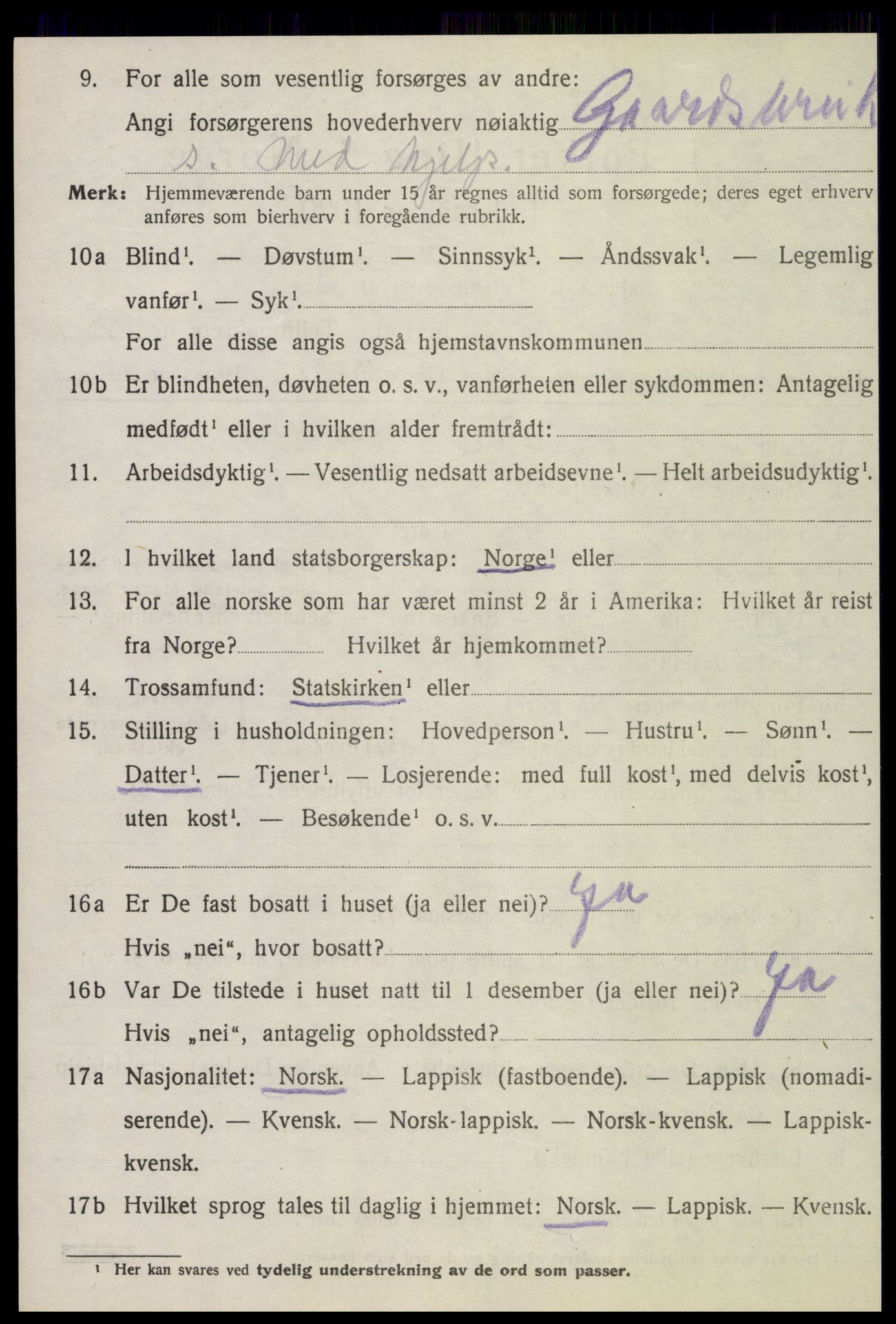 SAT, 1920 census for Verdal, 1920, p. 2348