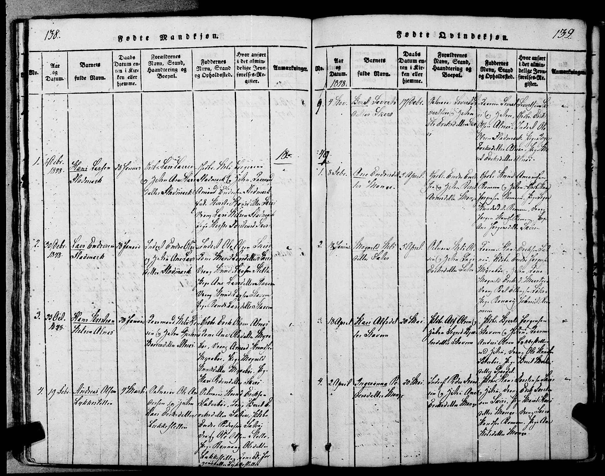 Ministerialprotokoller, klokkerbøker og fødselsregistre - Møre og Romsdal, AV/SAT-A-1454/546/L0593: Parish register (official) no. 546A01, 1818-1853, p. 138-139