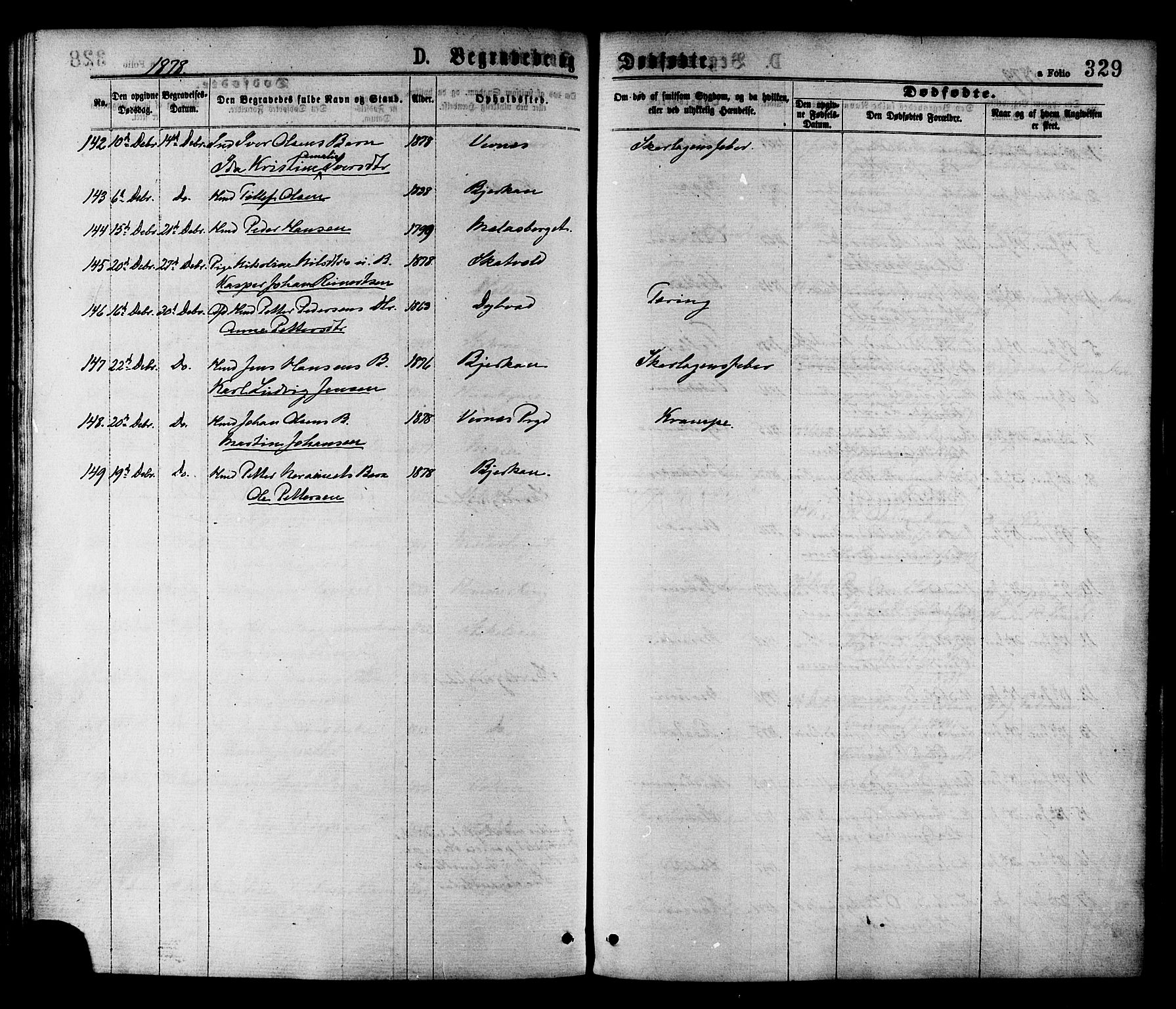 Ministerialprotokoller, klokkerbøker og fødselsregistre - Nord-Trøndelag, SAT/A-1458/709/L0076: Parish register (official) no. 709A16, 1871-1879, p. 329