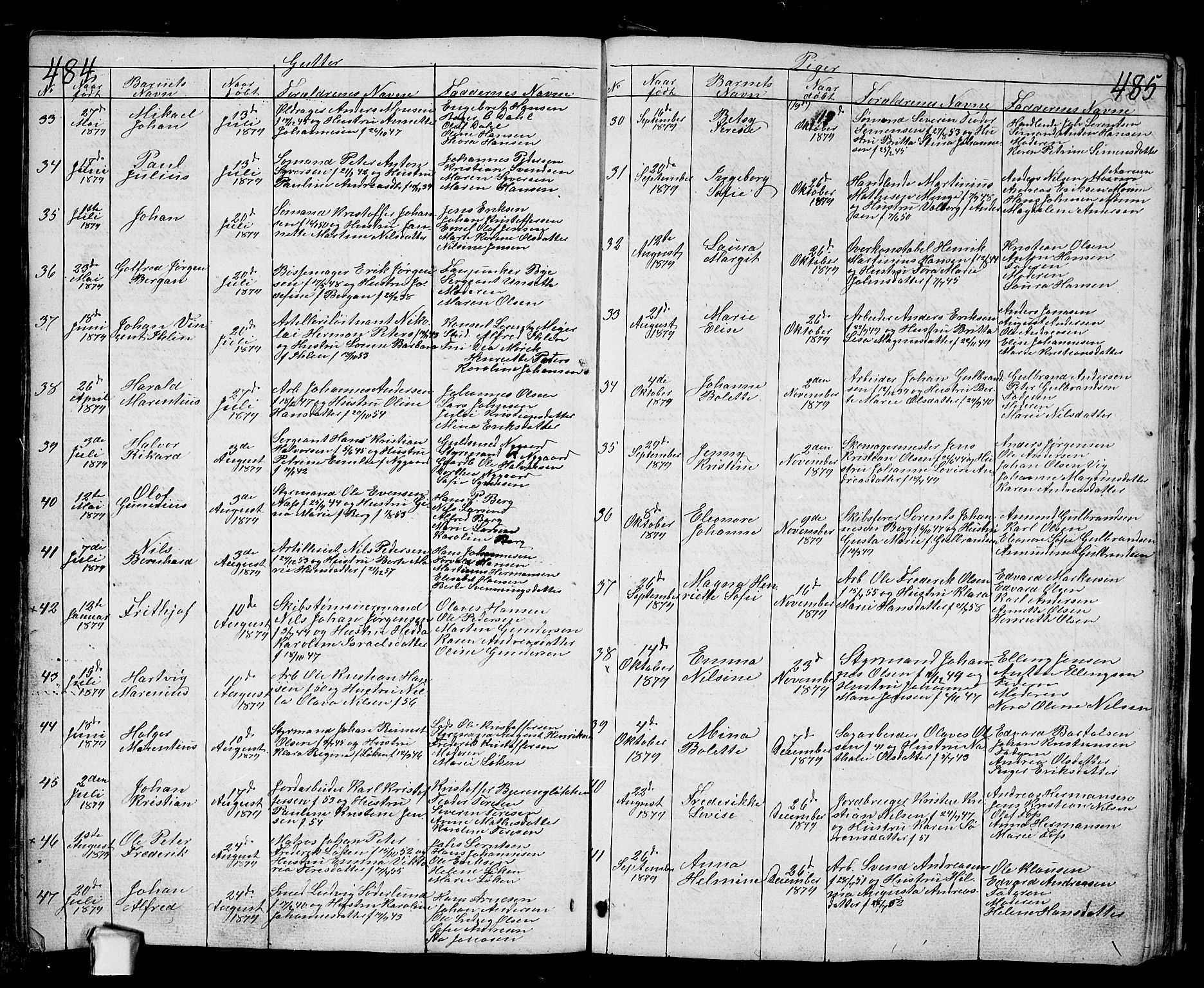 Fredrikstad prestekontor Kirkebøker, SAO/A-11082/G/Ga/L0001: Parish register (copy) no. 1, 1824-1879, p. 484-485