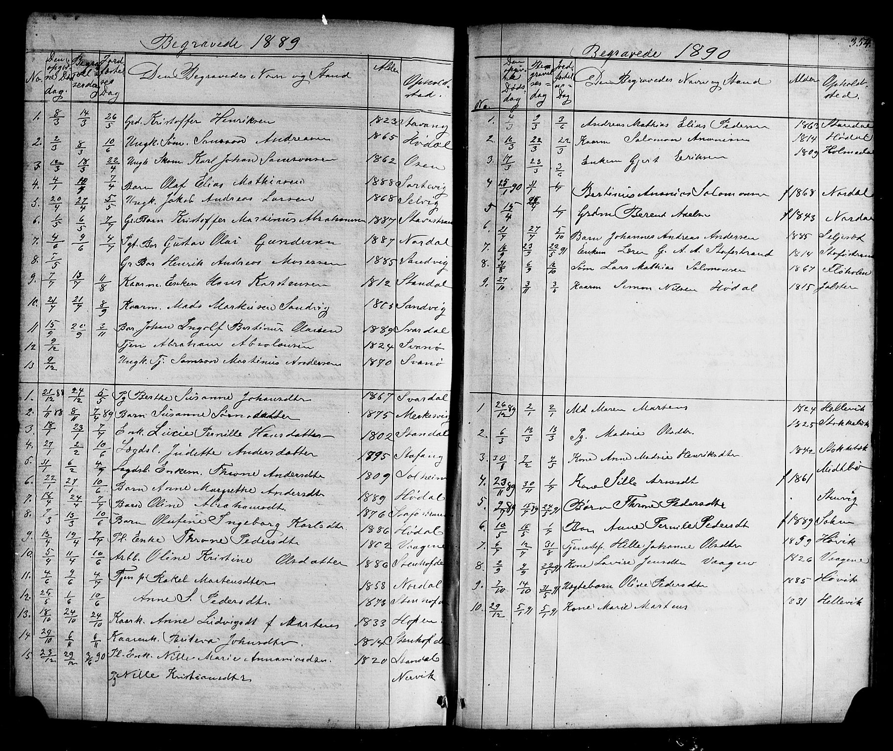 Kinn sokneprestembete, AV/SAB-A-80801/H/Hab/Habc/L0002: Parish register (copy) no. C 2, 1869-1918, p. 354