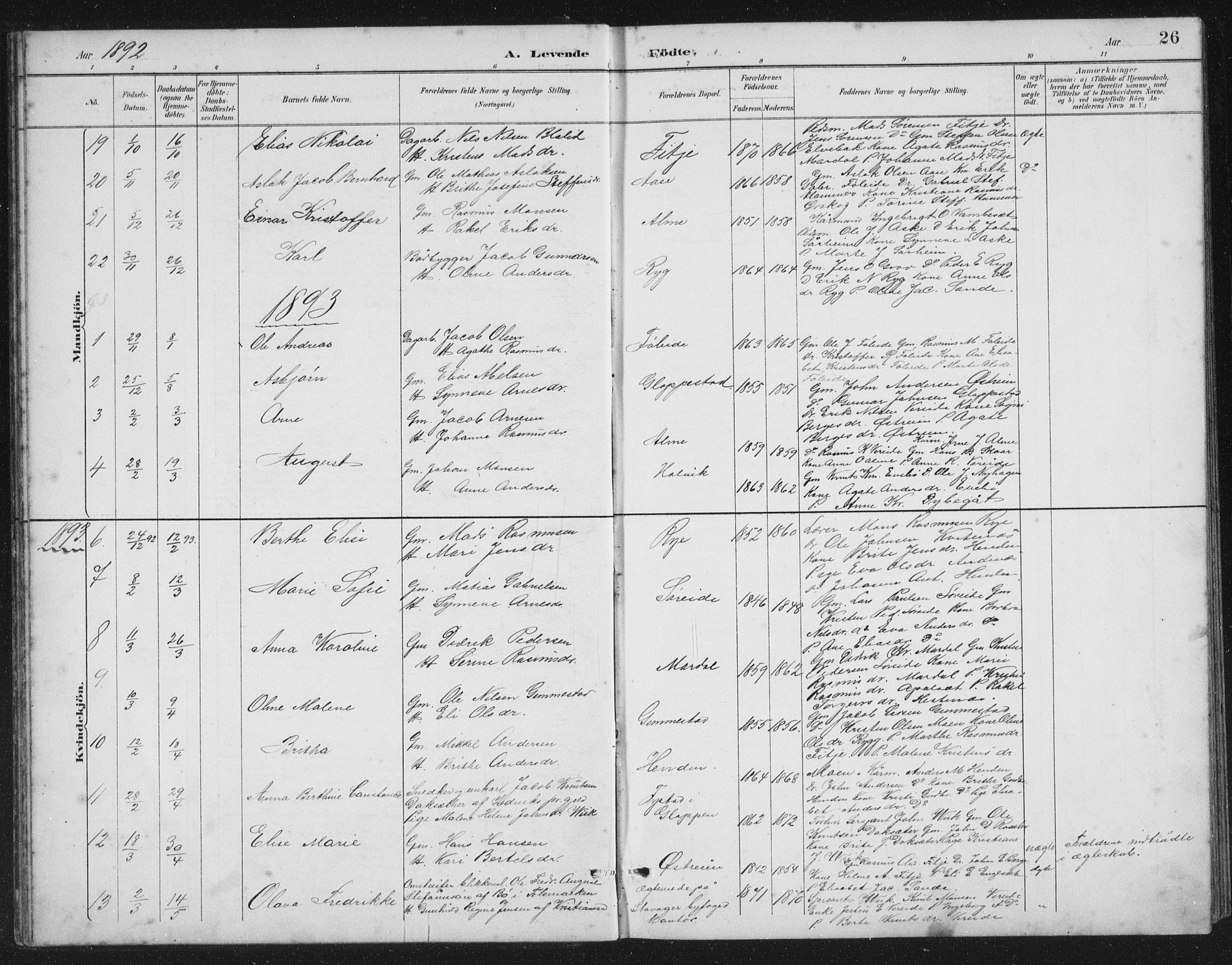 Gloppen sokneprestembete, SAB/A-80101/H/Hab/Habb/L0002: Parish register (copy) no. B 2, 1889-1909, p. 26