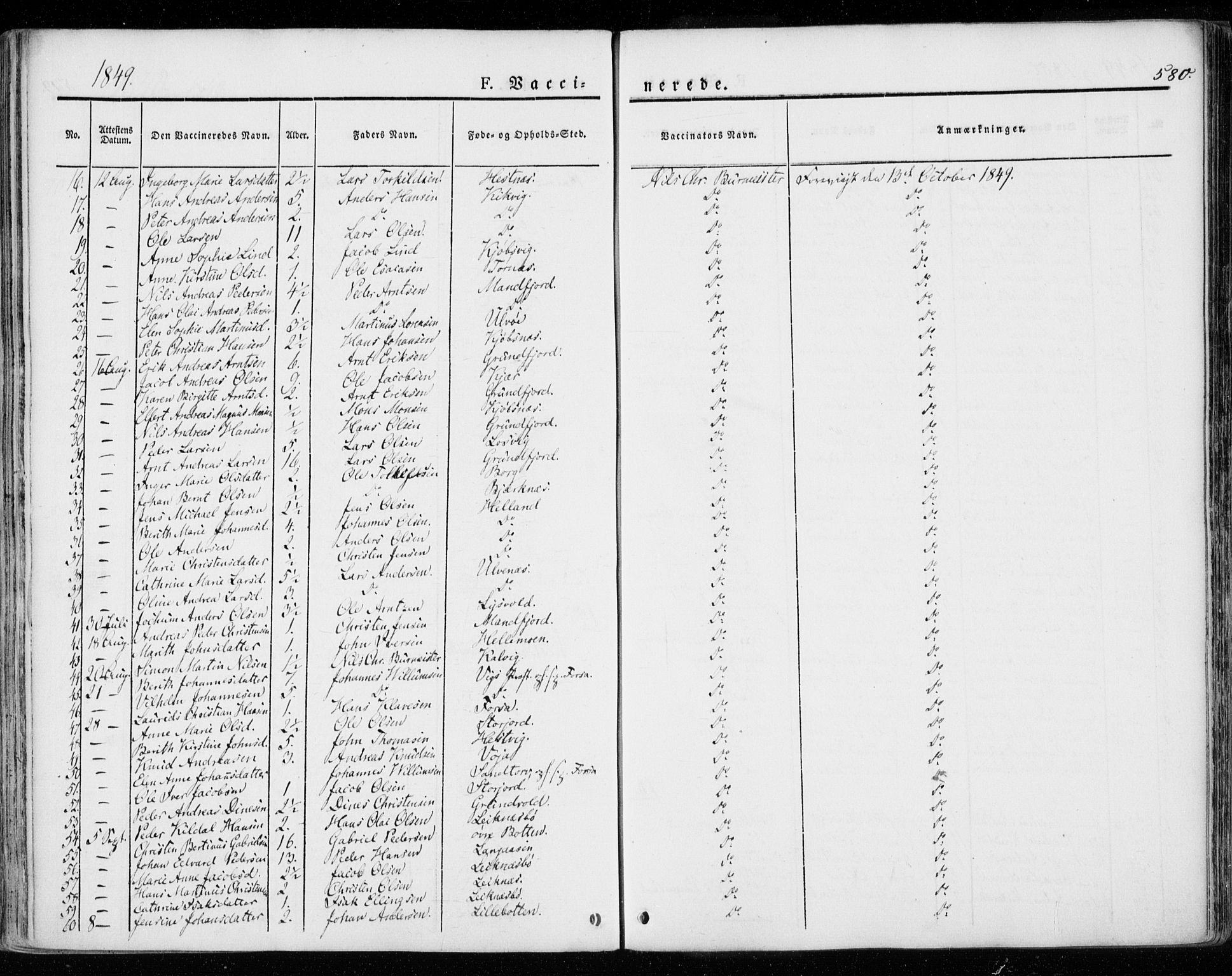 Ministerialprotokoller, klokkerbøker og fødselsregistre - Nordland, AV/SAT-A-1459/872/L1033: Parish register (official) no. 872A08, 1840-1863, p. 580