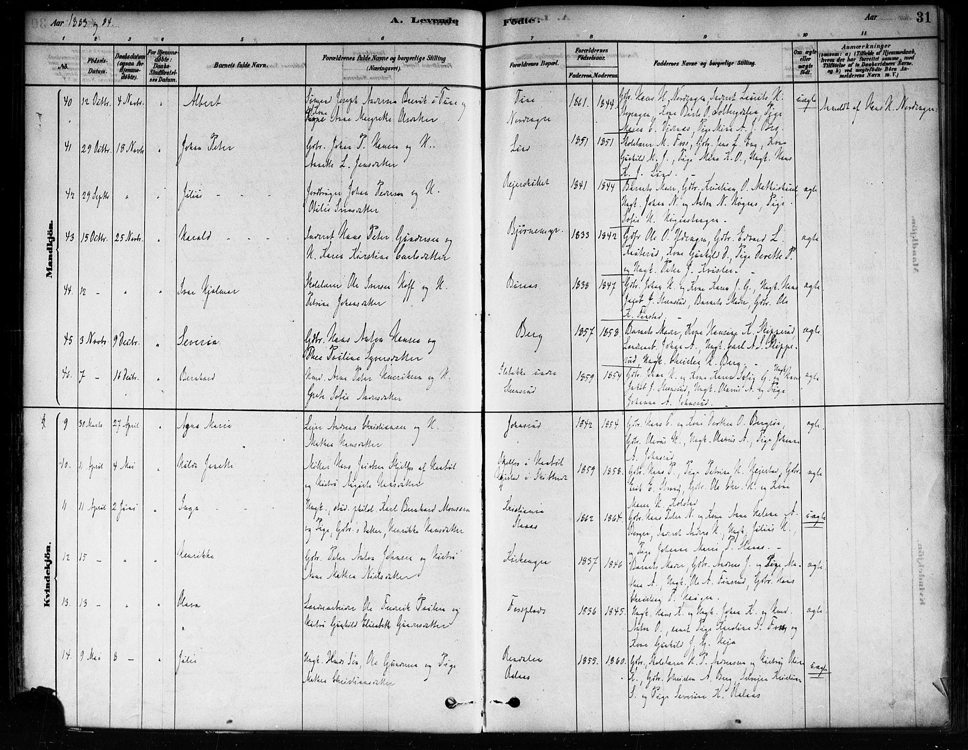 Skiptvet prestekontor Kirkebøker, SAO/A-20009/F/Fa/L0009: Parish register (official) no. 9, 1878-1900, p. 31