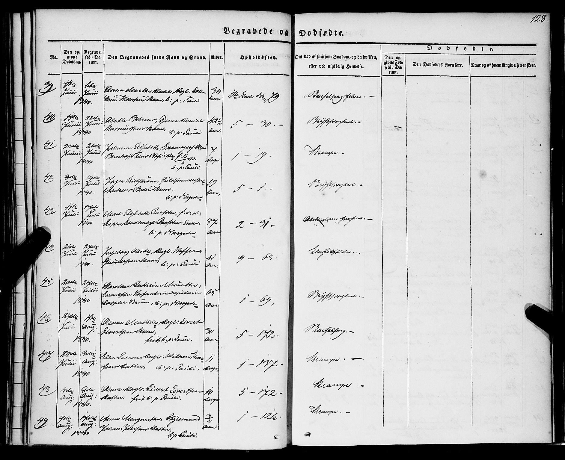 Nykirken Sokneprestembete, SAB/A-77101/H/Haa/L0041: Parish register (official) no. E 1, 1833-1850, p. 128
