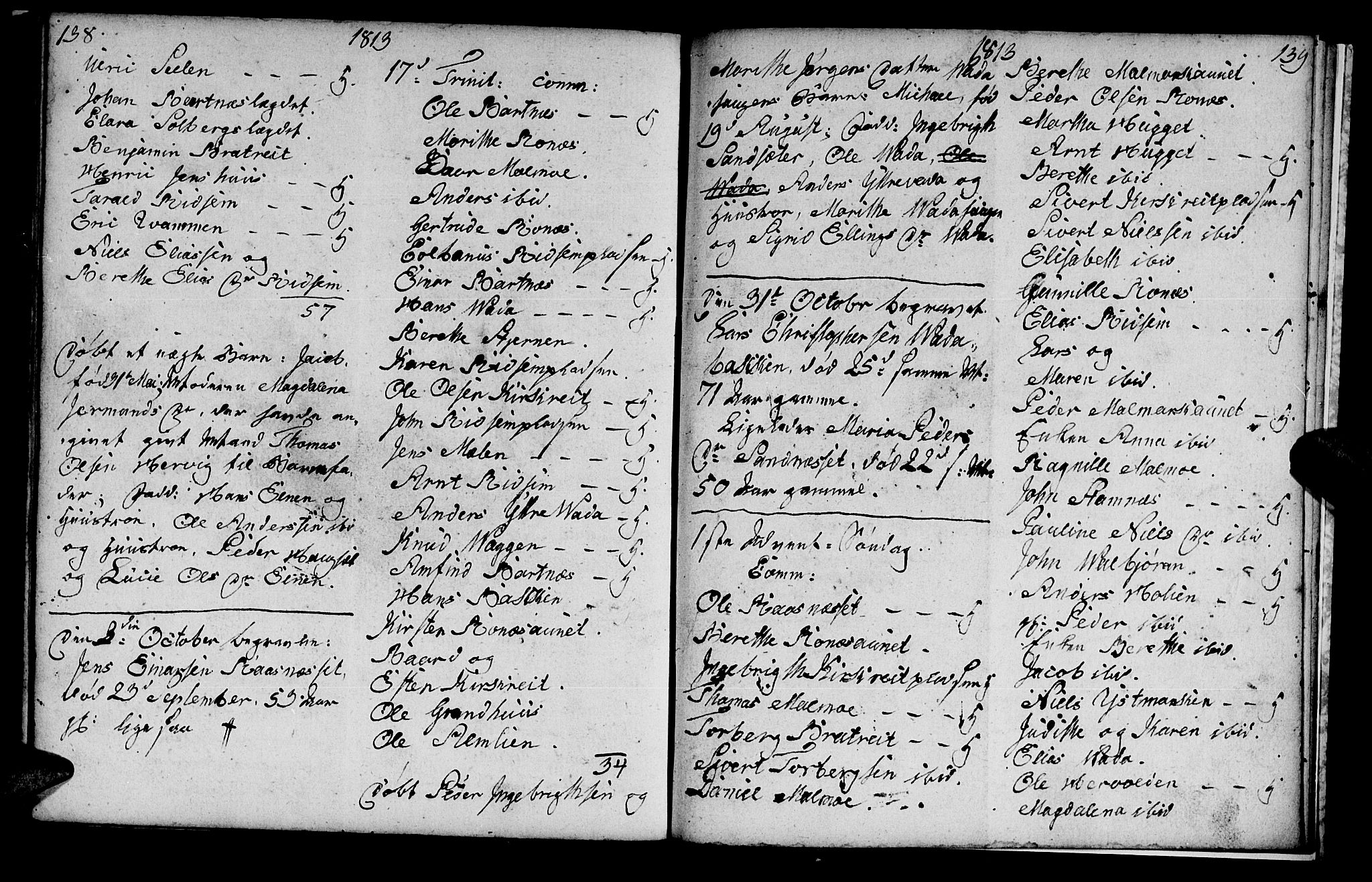 Ministerialprotokoller, klokkerbøker og fødselsregistre - Nord-Trøndelag, SAT/A-1458/745/L0432: Parish register (copy) no. 745C01, 1802-1814, p. 138-139