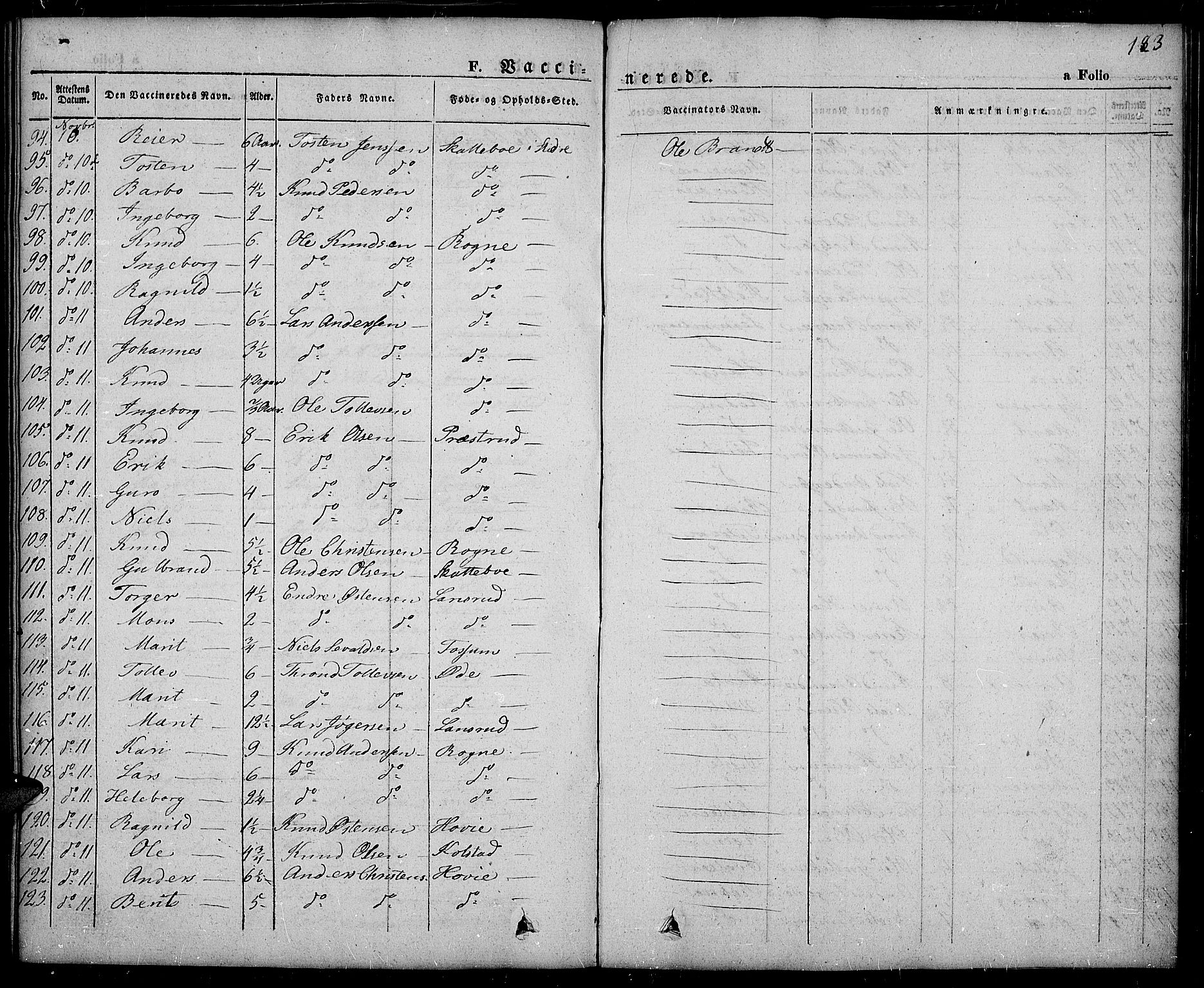 Slidre prestekontor, AV/SAH-PREST-134/H/Ha/Haa/L0003: Parish register (official) no. 3, 1831-1843, p. 183
