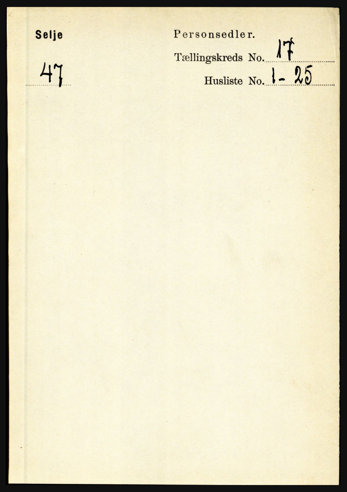RA, 1891 census for 1441 Selje, 1891, p. 5582