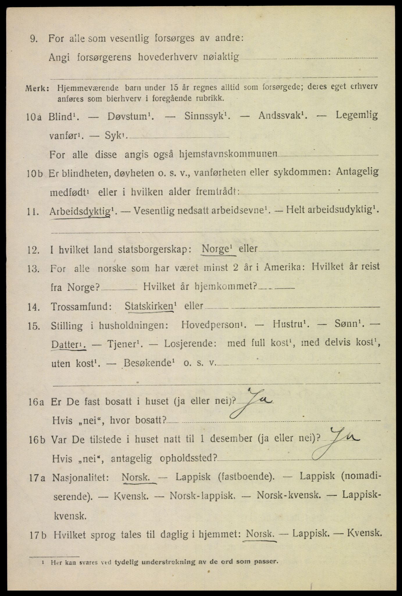 SAT, 1920 census for Dverberg, 1920, p. 3819