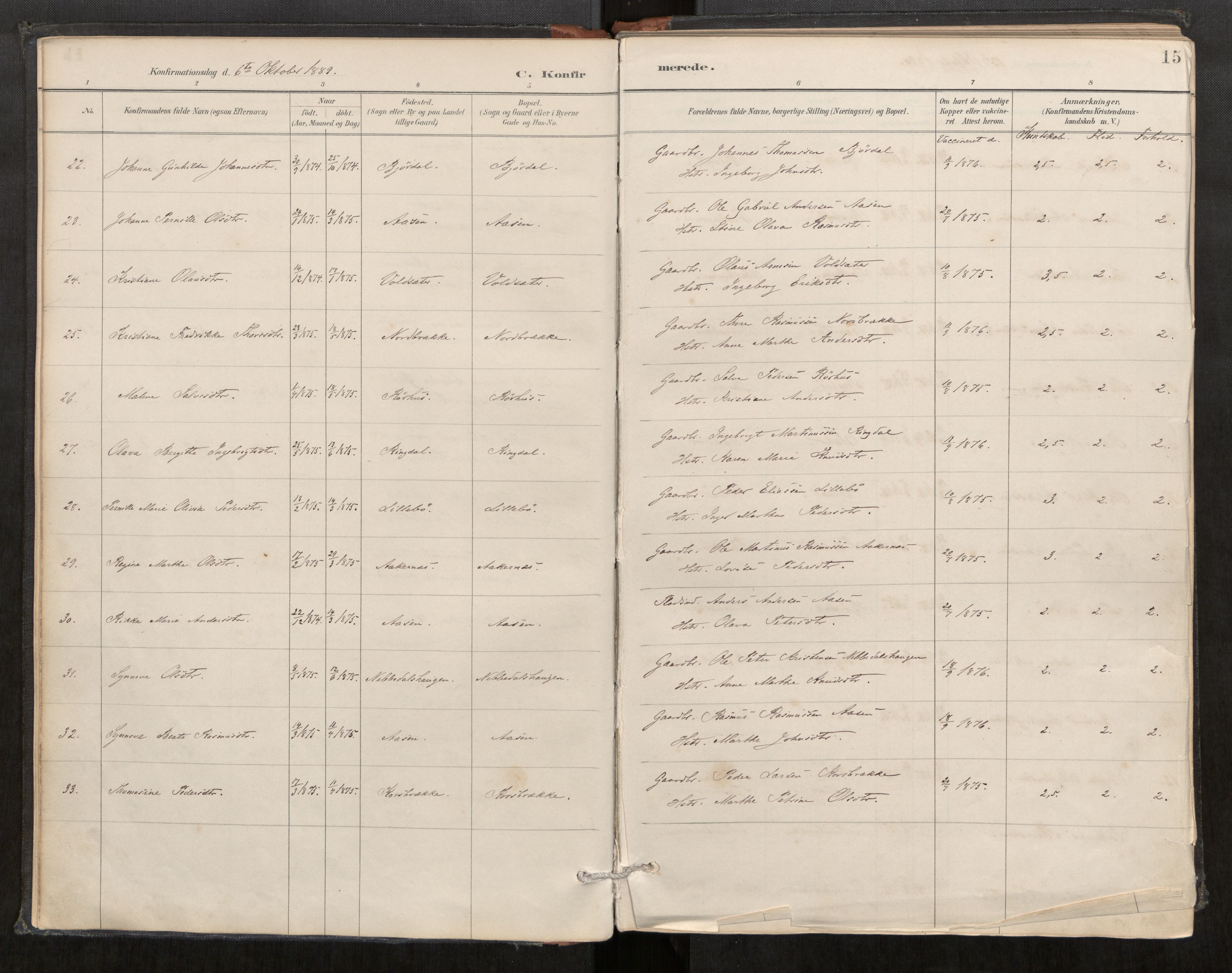 Sunnylven sokneprestkontor, AV/SAT-A-1007: Parish register (official) no. 517A09, 1887-1910, p. 15