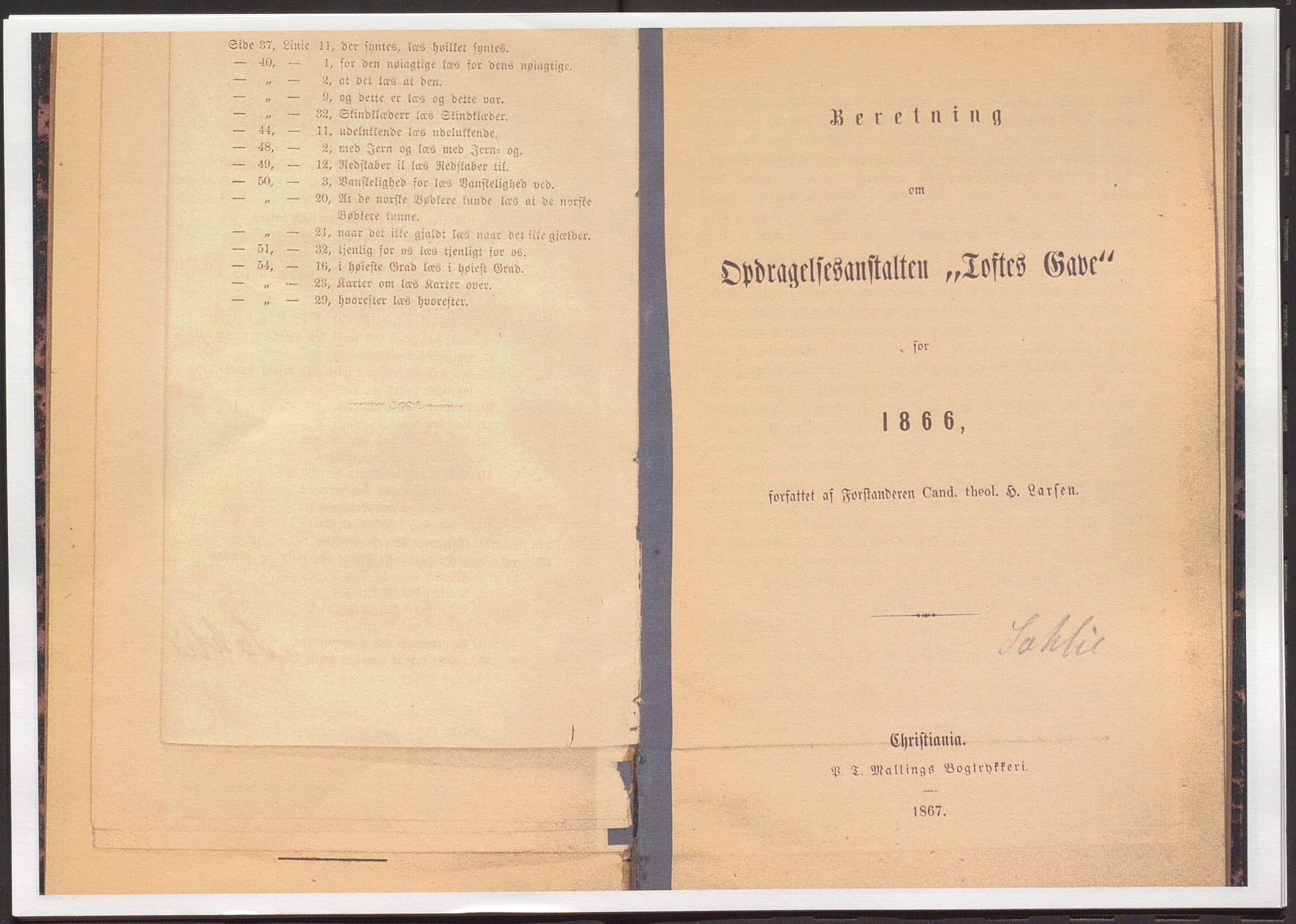 Toftes gave, OBA/A-20200/X/Xa, 1866-1948, p. 1