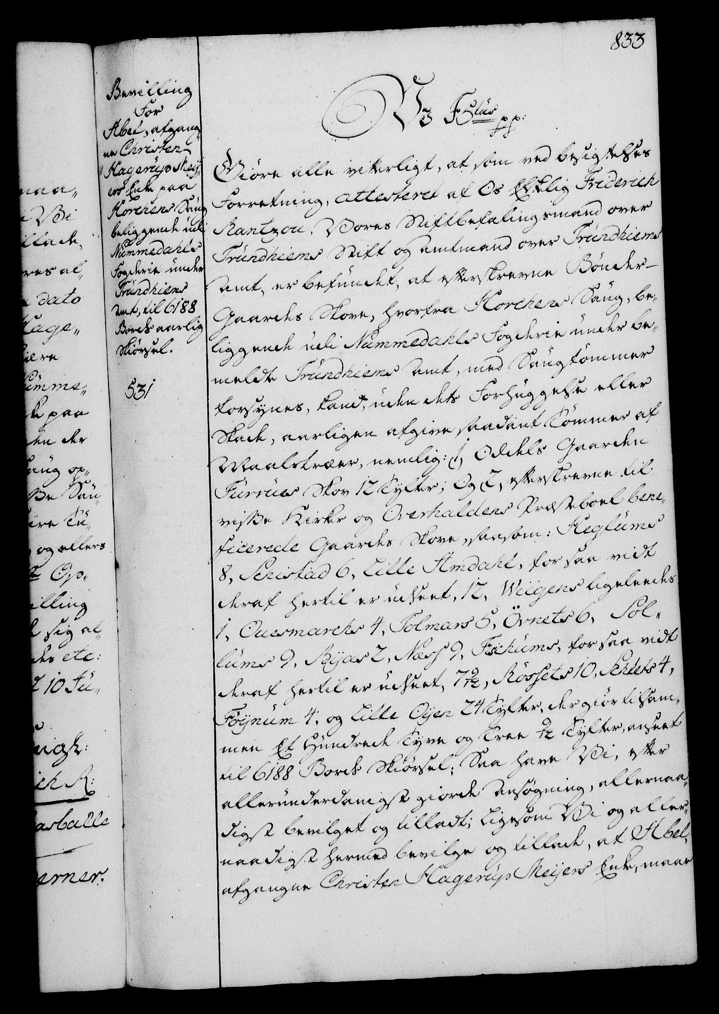 Rentekammeret, Kammerkanselliet, RA/EA-3111/G/Gg/Gga/L0006: Norsk ekspedisjonsprotokoll med register (merket RK 53.6), 1749-1759, p. 833