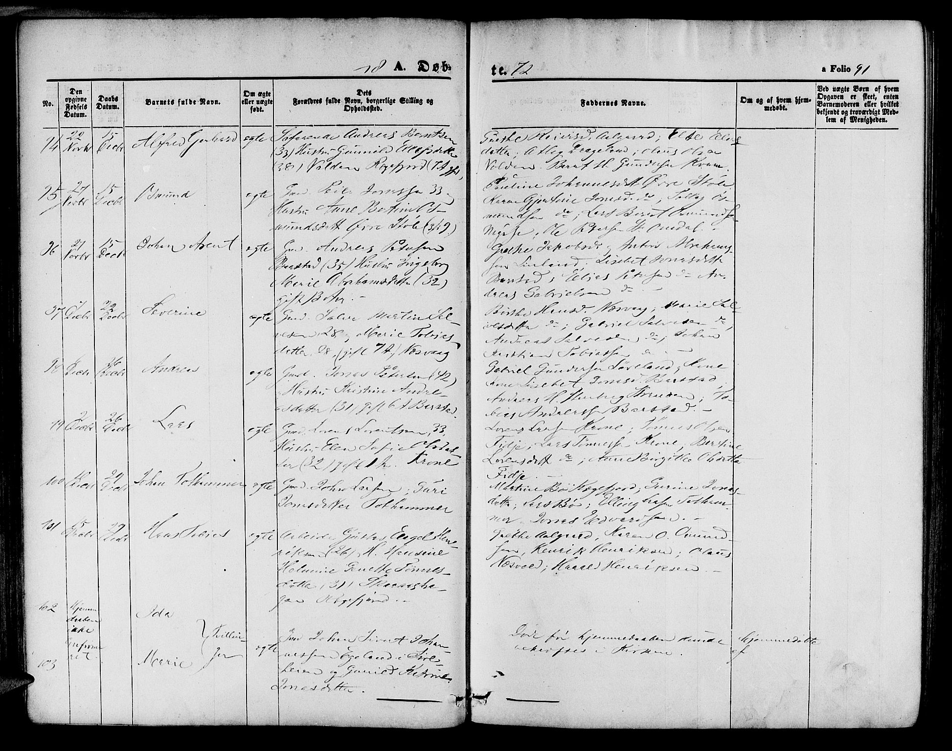 Sokndal sokneprestkontor, SAST/A-101808: Parish register (copy) no. B 3, 1865-1879, p. 91