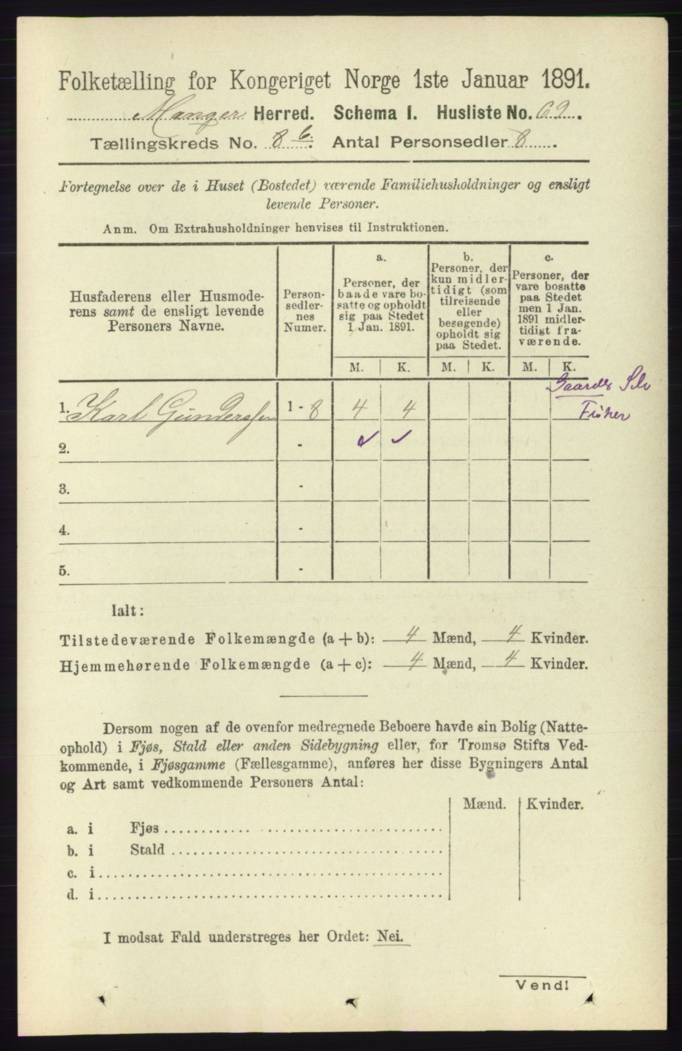 RA, 1891 census for 1261 Manger, 1891, p. 5080