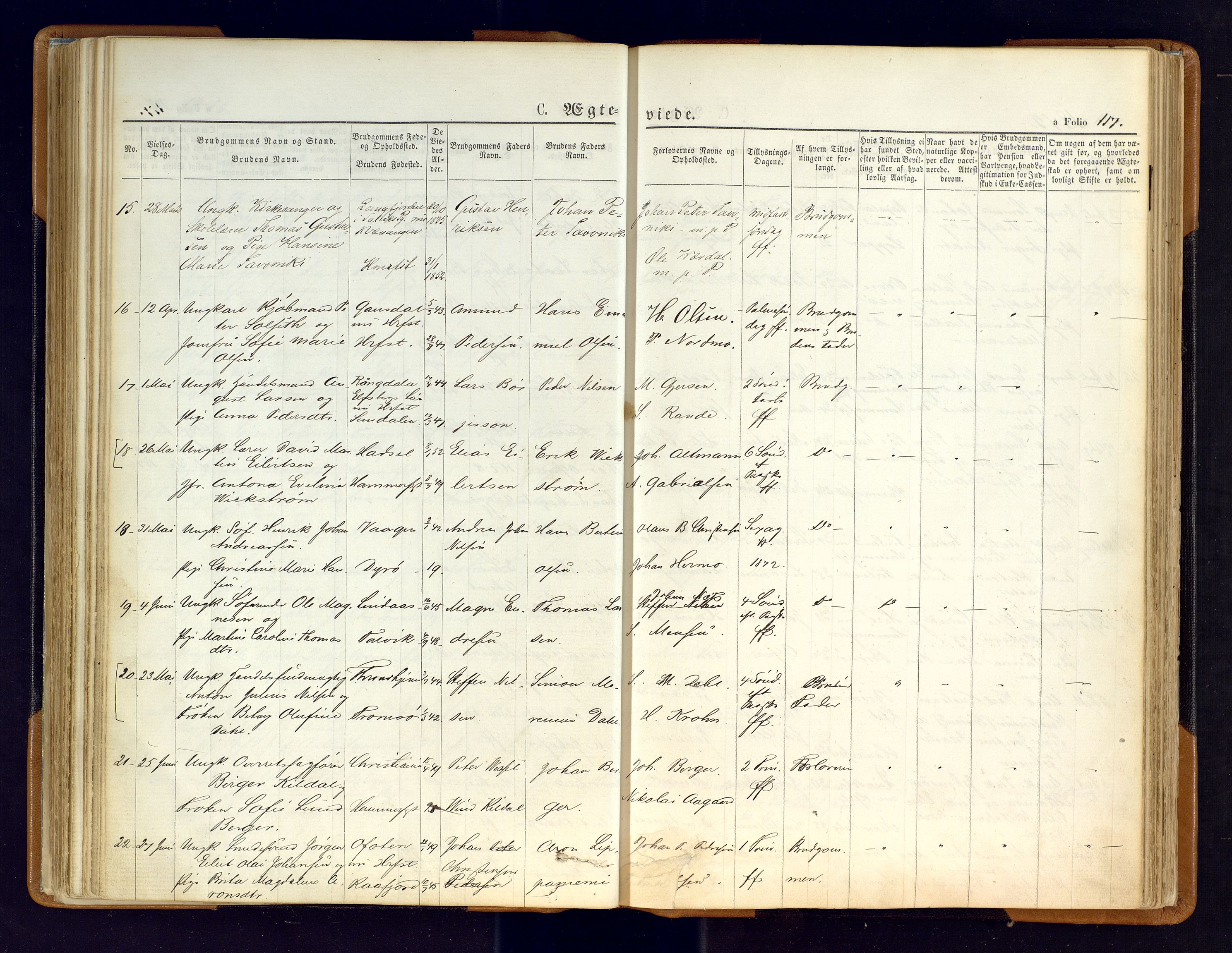 Hammerfest sokneprestkontor, AV/SATØ-S-1347/H/Ha/L0006.kirke: Parish register (official) no. 6, 1869-1877, p. 117