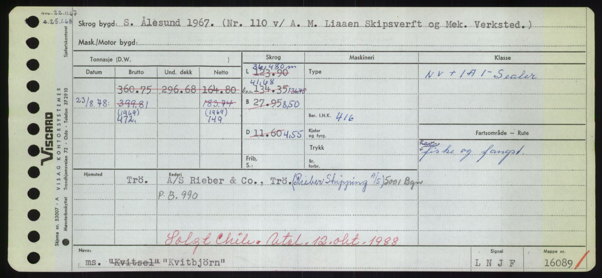 Sjøfartsdirektoratet med forløpere, Skipsmålingen, RA/S-1627/H/Hd/L0021: Fartøy, Kor-Kår, p. 353